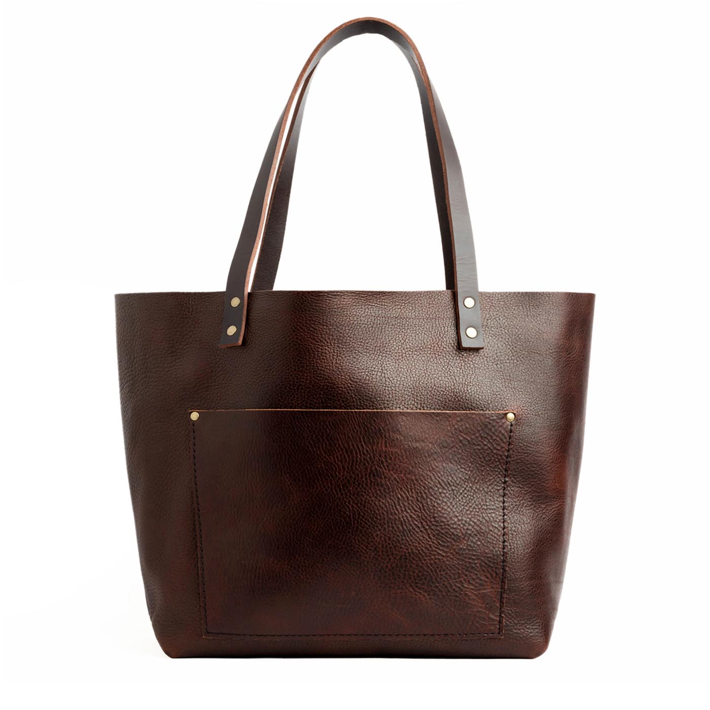 Leather Tote Bag with Exterior Pockets & Key Loop | Classic & Zipper Options