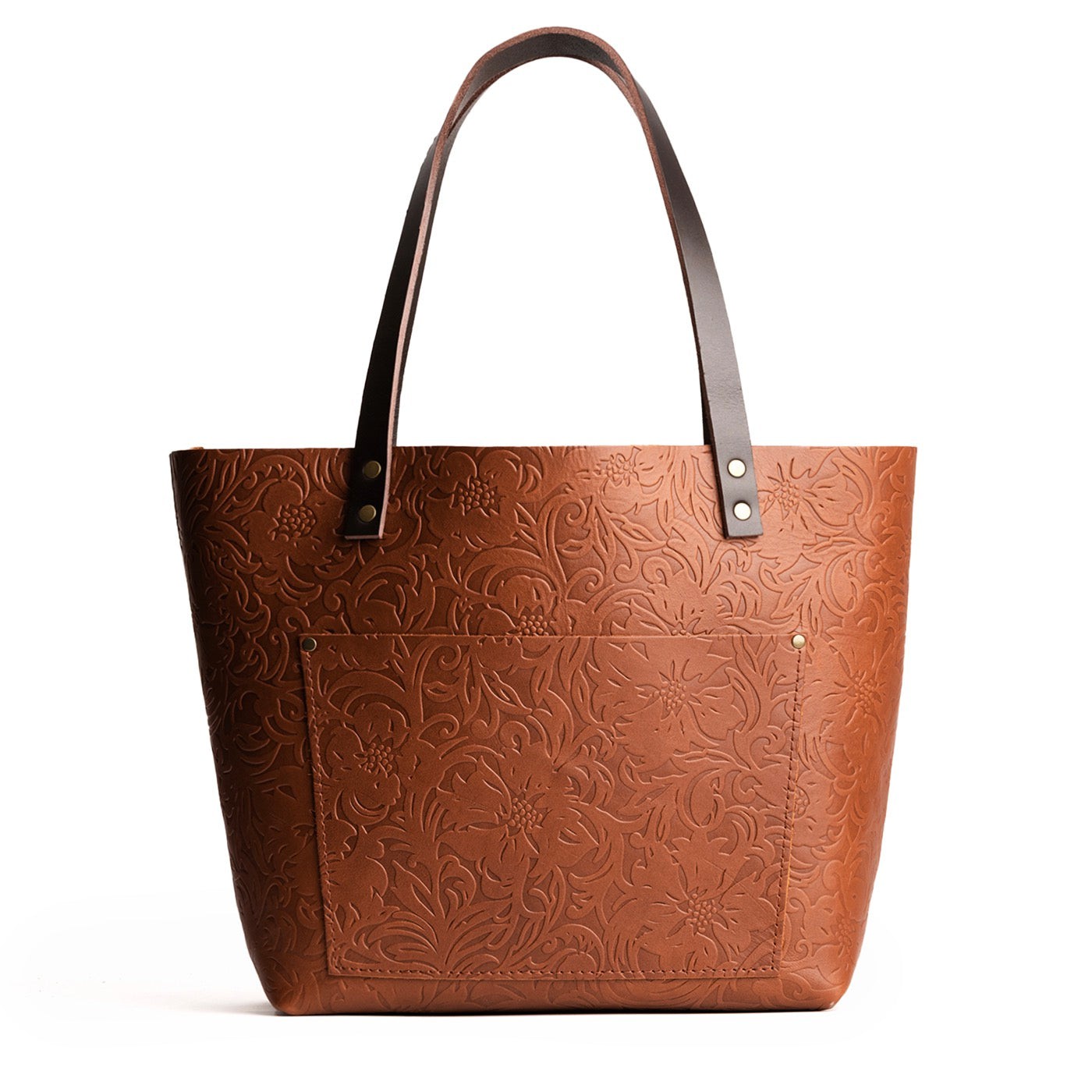 Leather Tote Bag with Exterior Pockets & Key Loop | Classic & Zipper Options