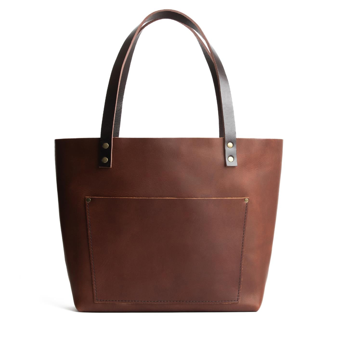 Leather Tote Bag with Exterior Pockets & Key Loop | Classic & Zipper Options