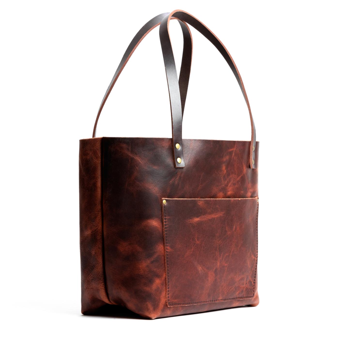 Leather Tote Bag with Exterior Pockets & Key Loop | Classic & Zipper Options