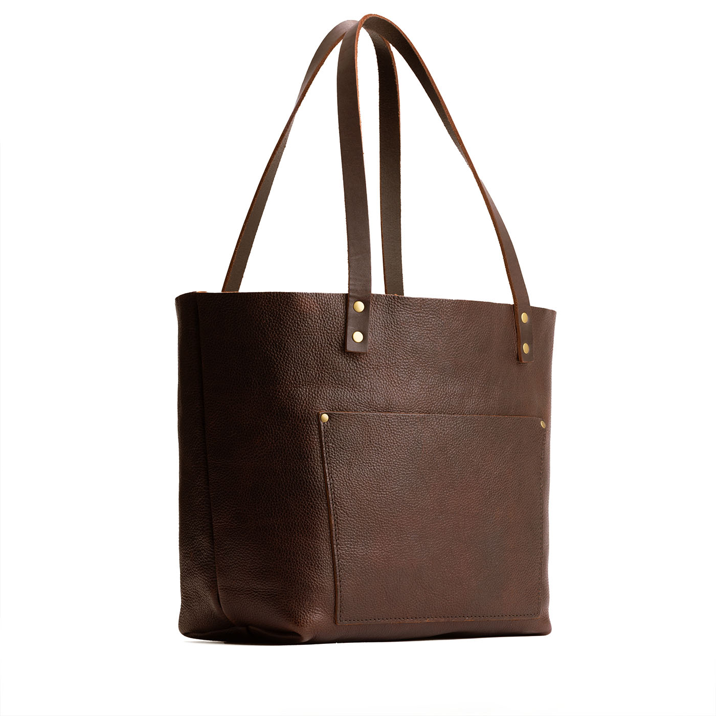 Leather Tote Bag with Exterior Pockets & Key Loop | Classic & Zipper Options