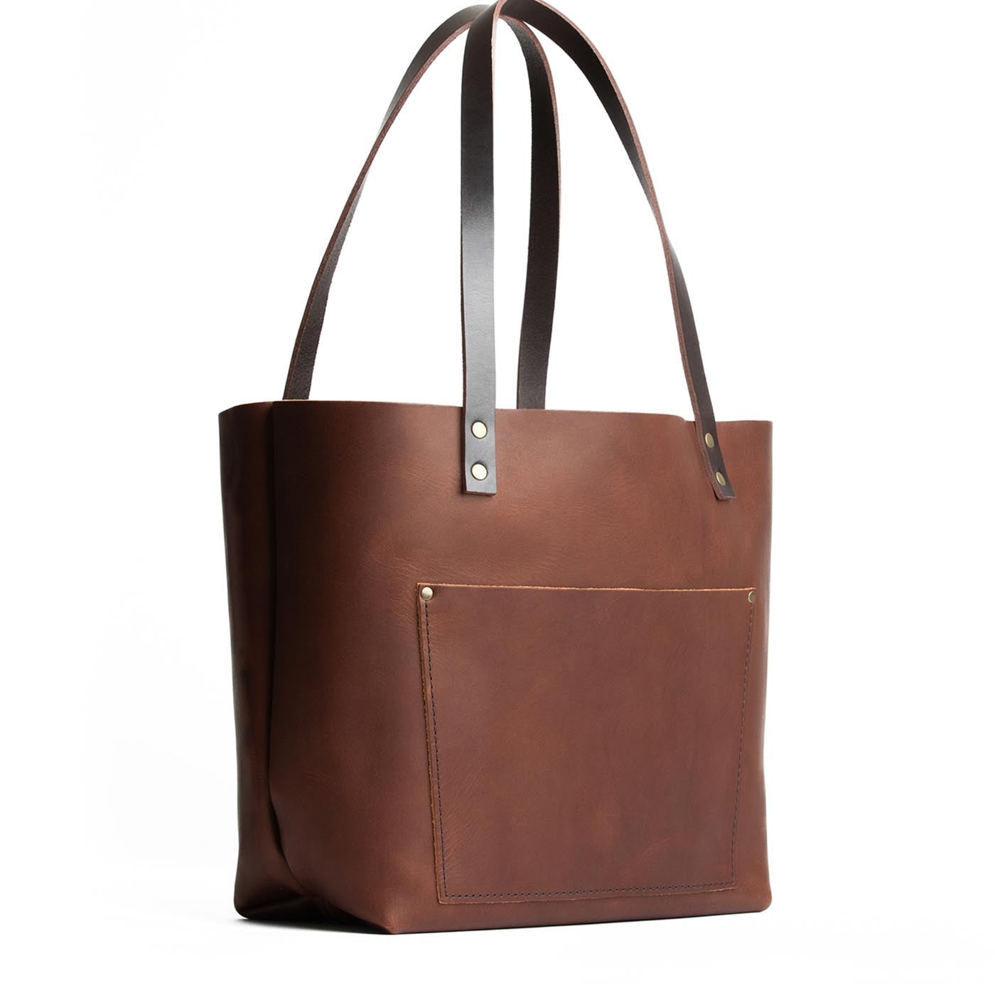 Leather Tote Bag with Exterior Pockets & Key Loop | Classic & Zipper Options