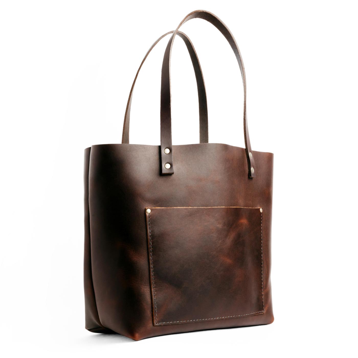 Leather Tote Bag with Exterior Pockets & Key Loop | Classic & Zipper Options