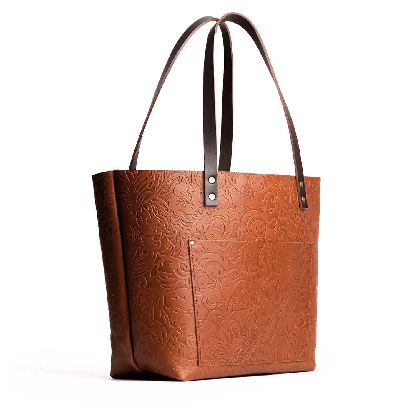 Leather Tote Bag with Exterior Pockets & Key Loop | Classic & Zipper Options