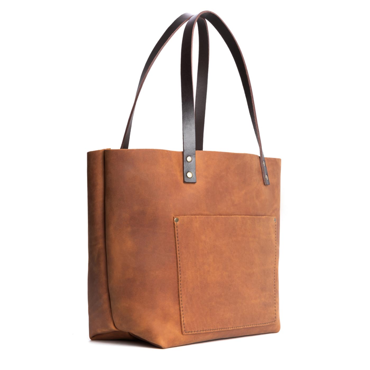 Leather Tote Bag with Exterior Pockets & Key Loop | Classic & Zipper Options