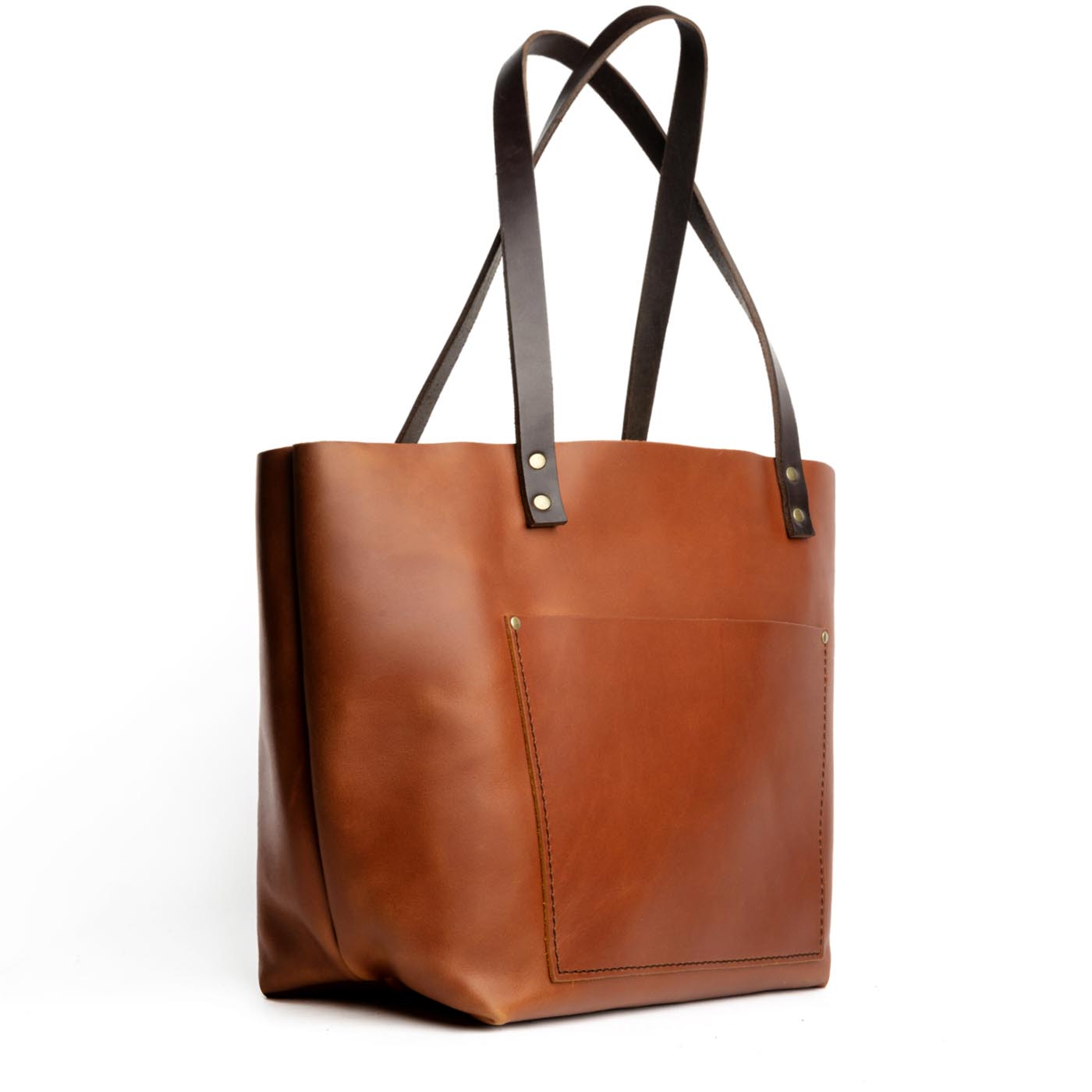 Leather Tote Bag with Exterior Pockets & Key Loop | Classic & Zipper Options