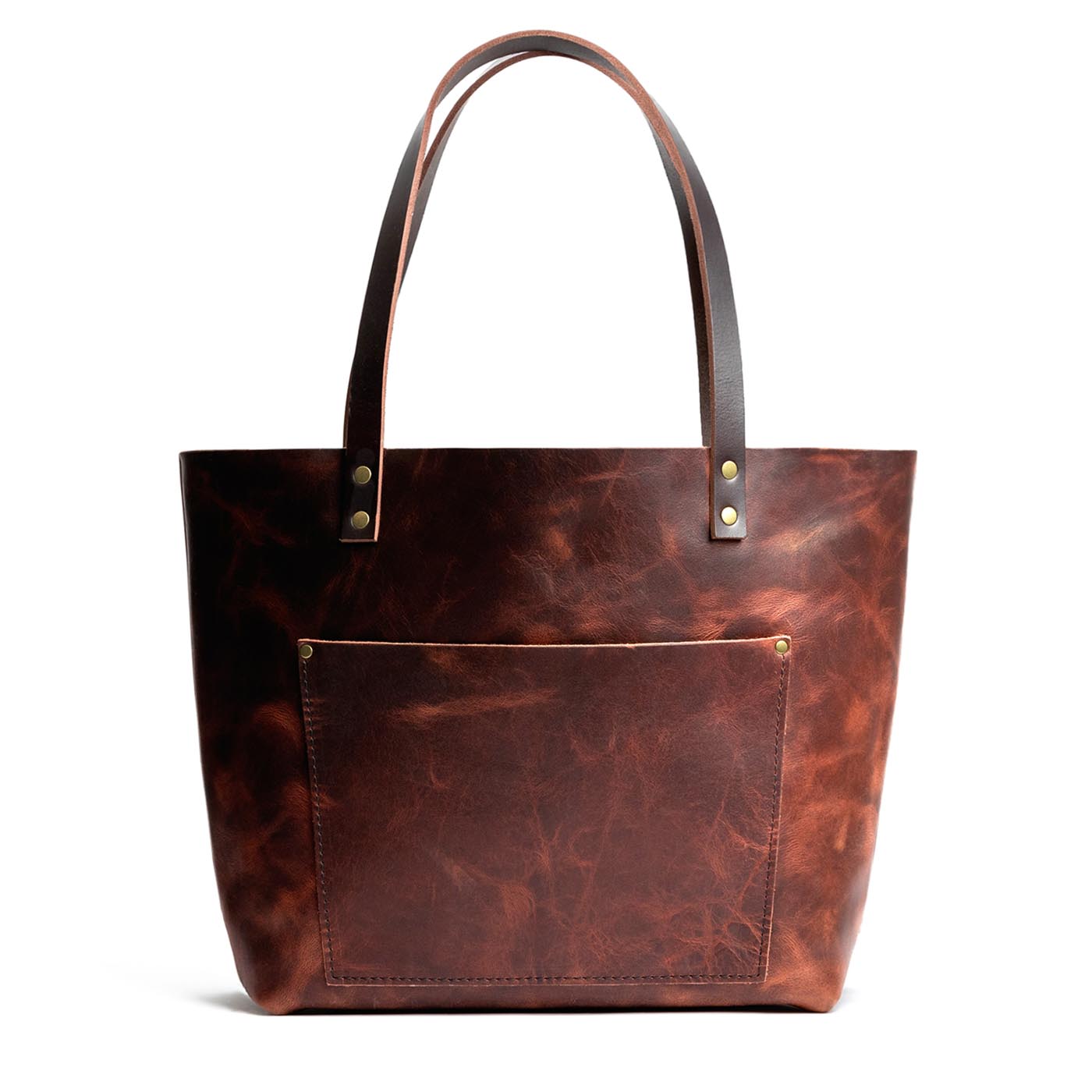 Leather Tote Bag with Exterior Pockets & Key Loop | Classic & Zipper Options
