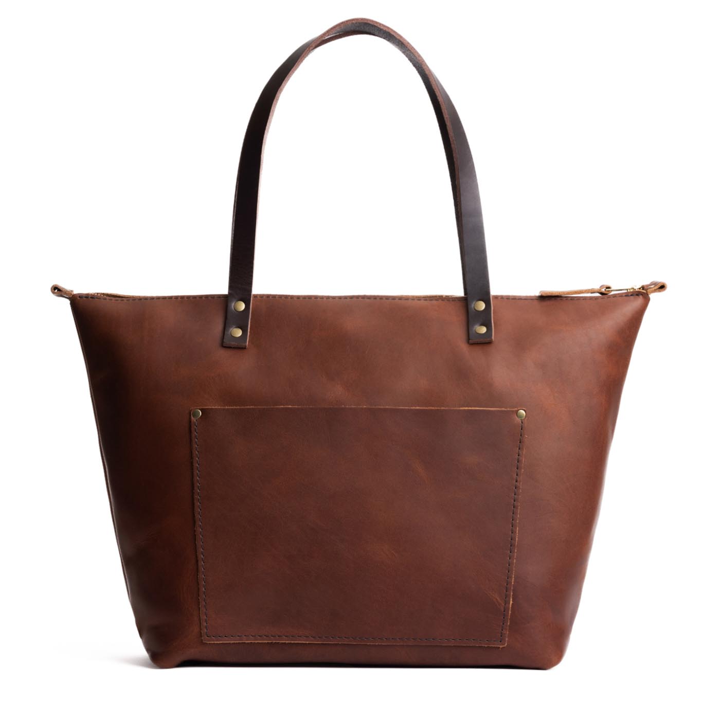 Leather Tote Bag with Exterior Pockets & Key Loop | Classic & Zipper Options