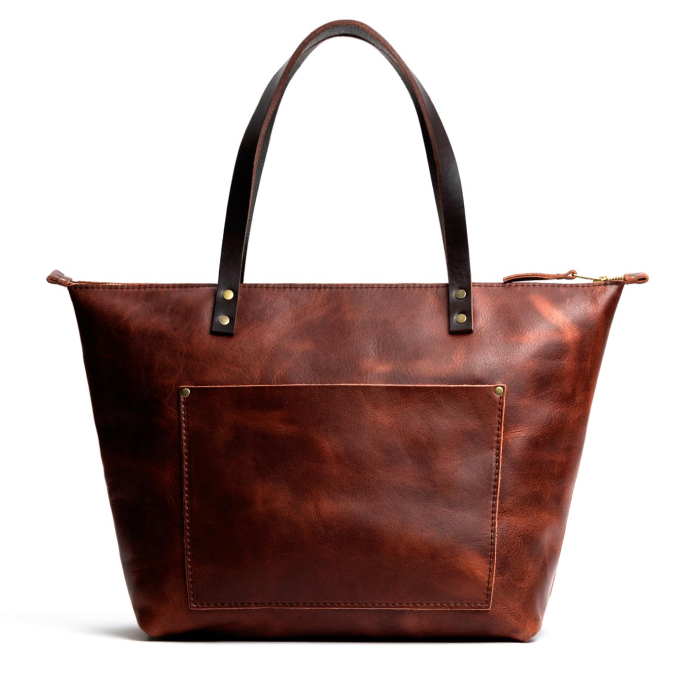 Leather Tote Bag with Exterior Pockets & Key Loop | Classic & Zipper Options