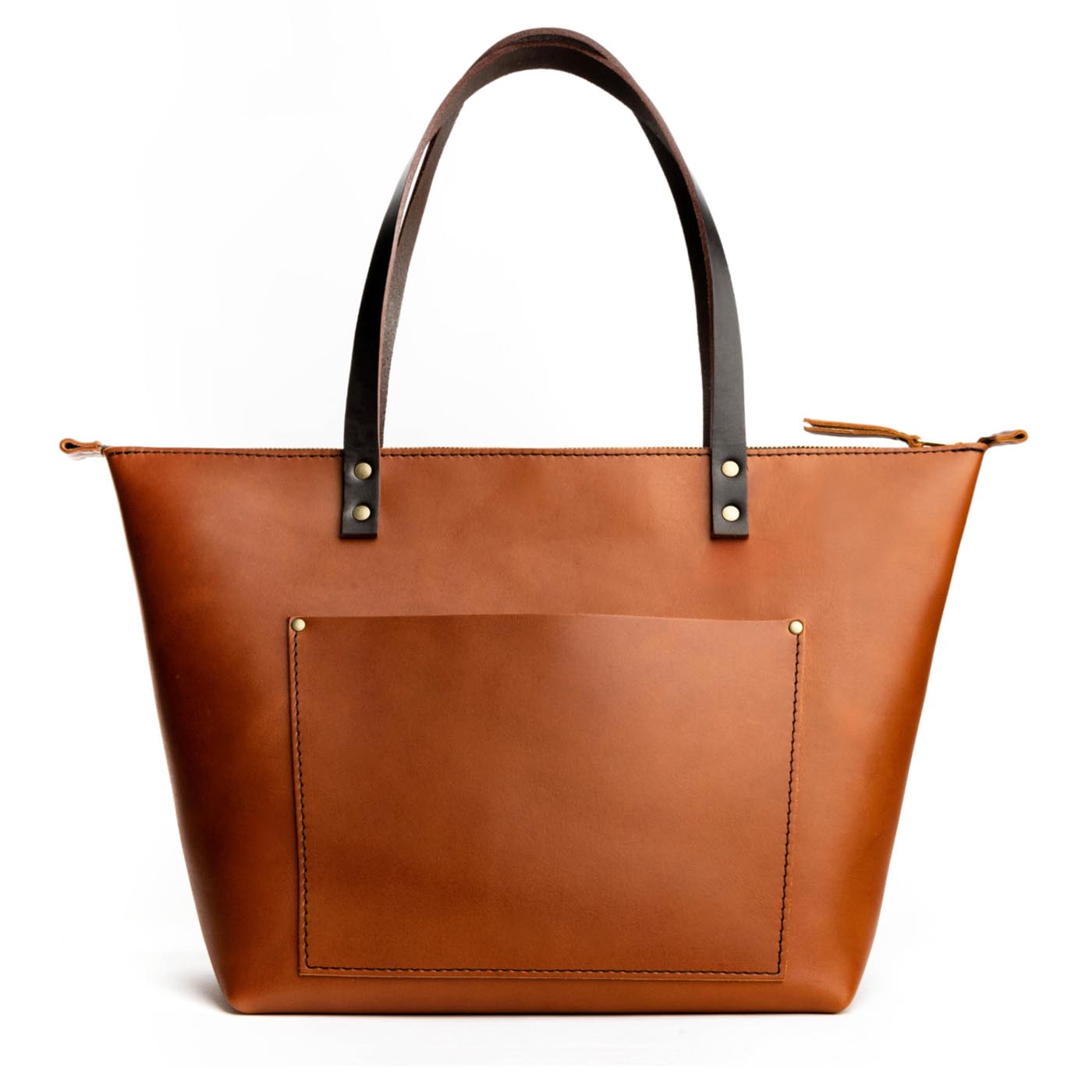 Leather Tote Bag with Exterior Pockets & Key Loop | Classic & Zipper Options