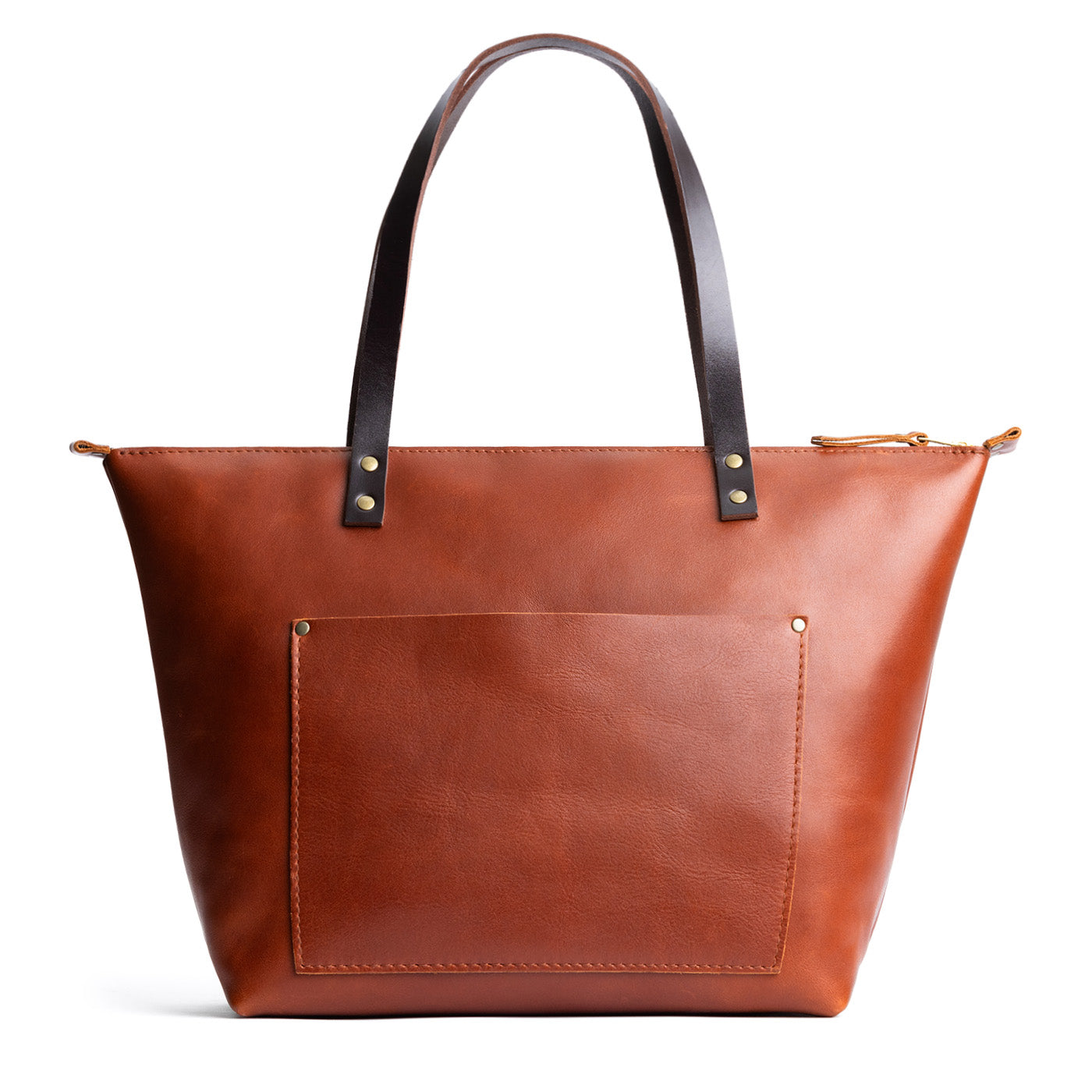 Leather Tote Bag with Exterior Pockets & Key Loop | Classic & Zipper Options