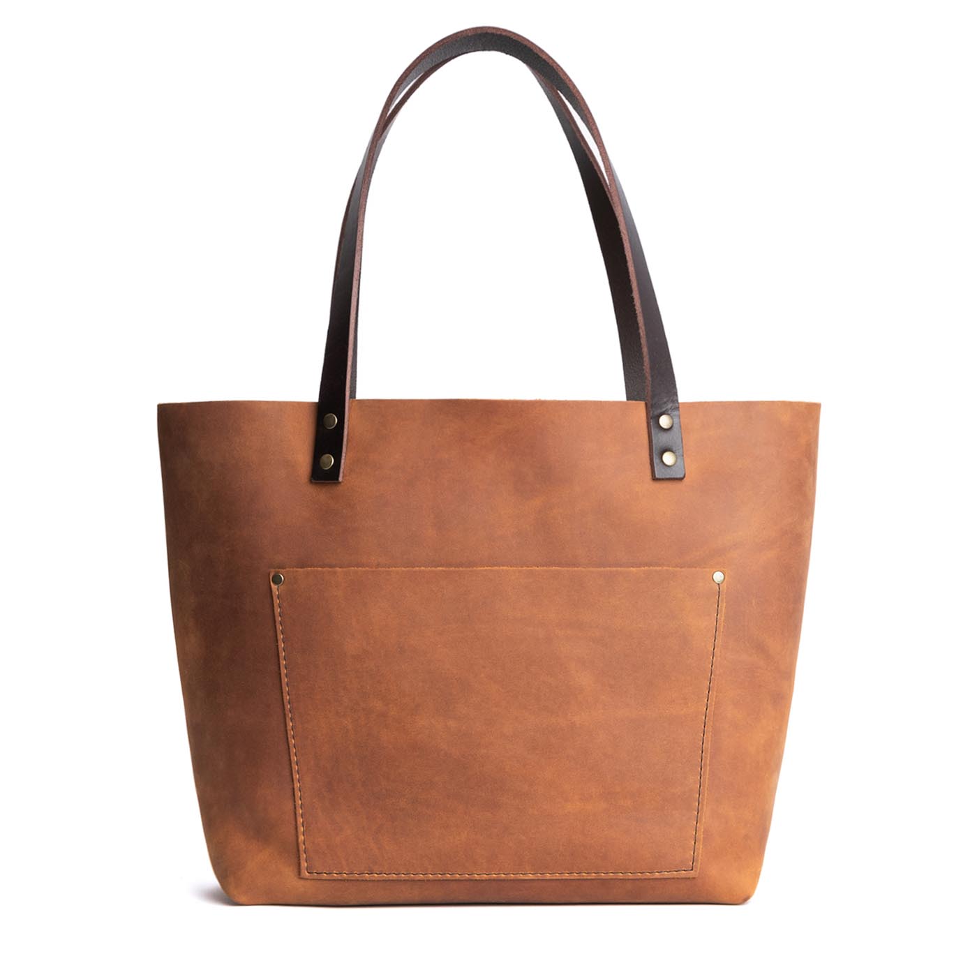 Leather Tote Bag with Exterior Pockets & Key Loop | Classic & Zipper Options