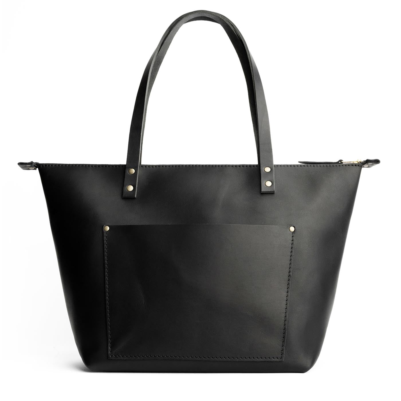 Leather Tote Bag with Exterior Pockets & Key Loop | Classic & Zipper Options