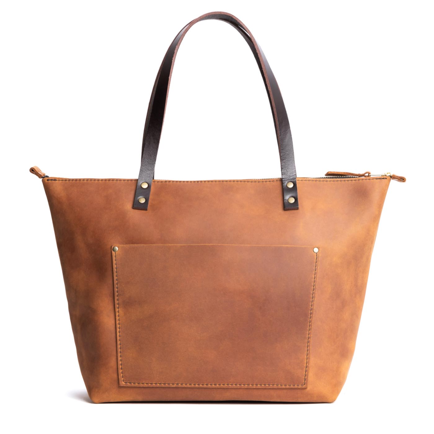 Leather Tote Bag with Exterior Pockets & Key Loop | Classic & Zipper Options