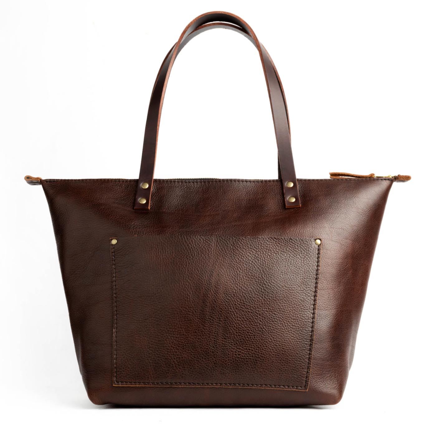 Leather Tote Bag with Exterior Pockets & Key Loop | Classic & Zipper Options