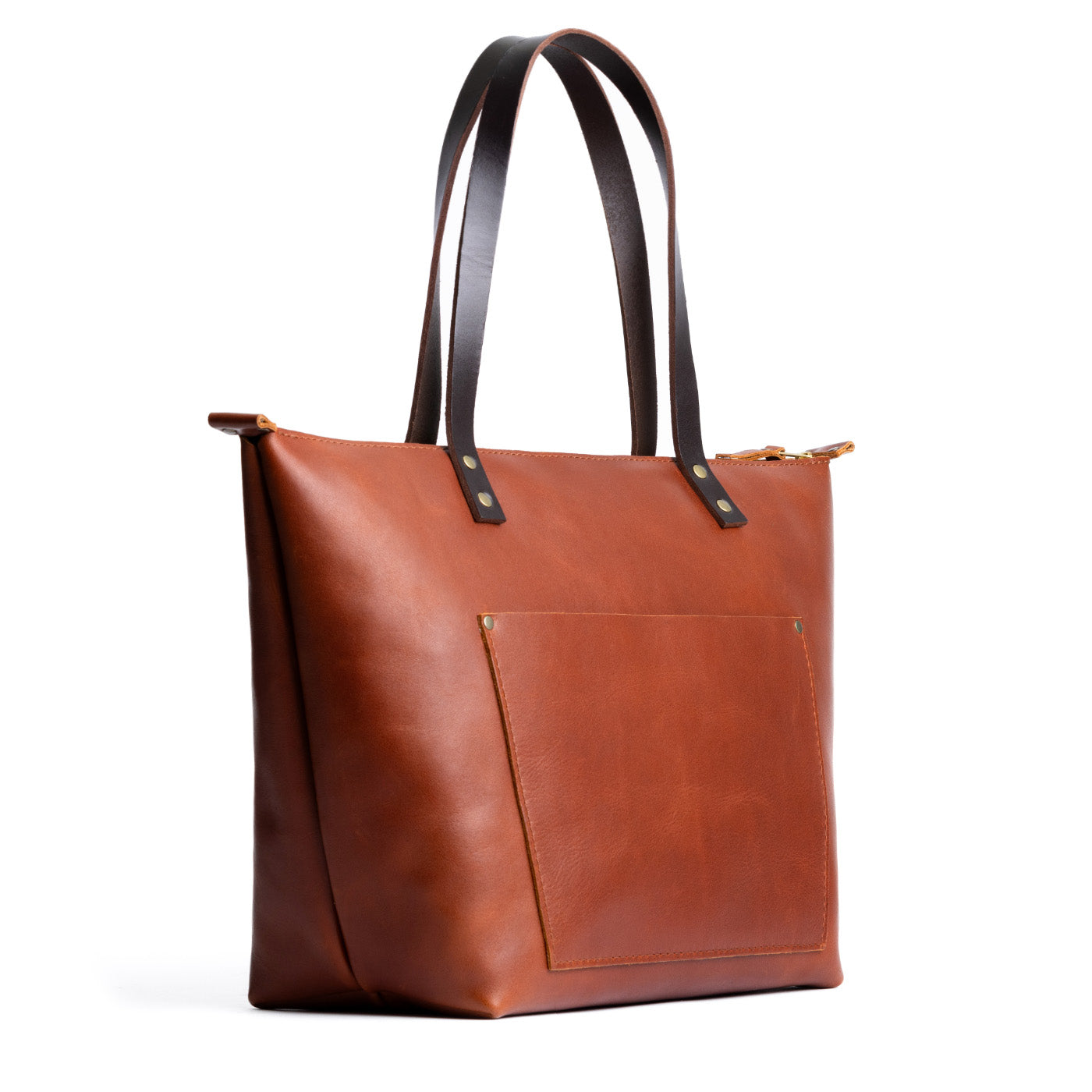 Leather Tote Bag with Exterior Pockets & Key Loop | Classic & Zipper Options