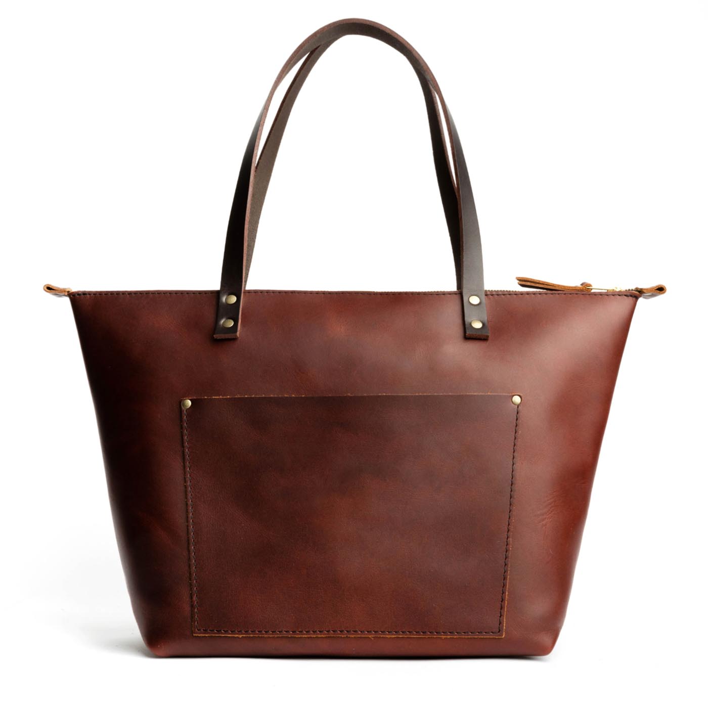 Leather Tote Bag with Exterior Pockets & Key Loop | Classic & Zipper Options