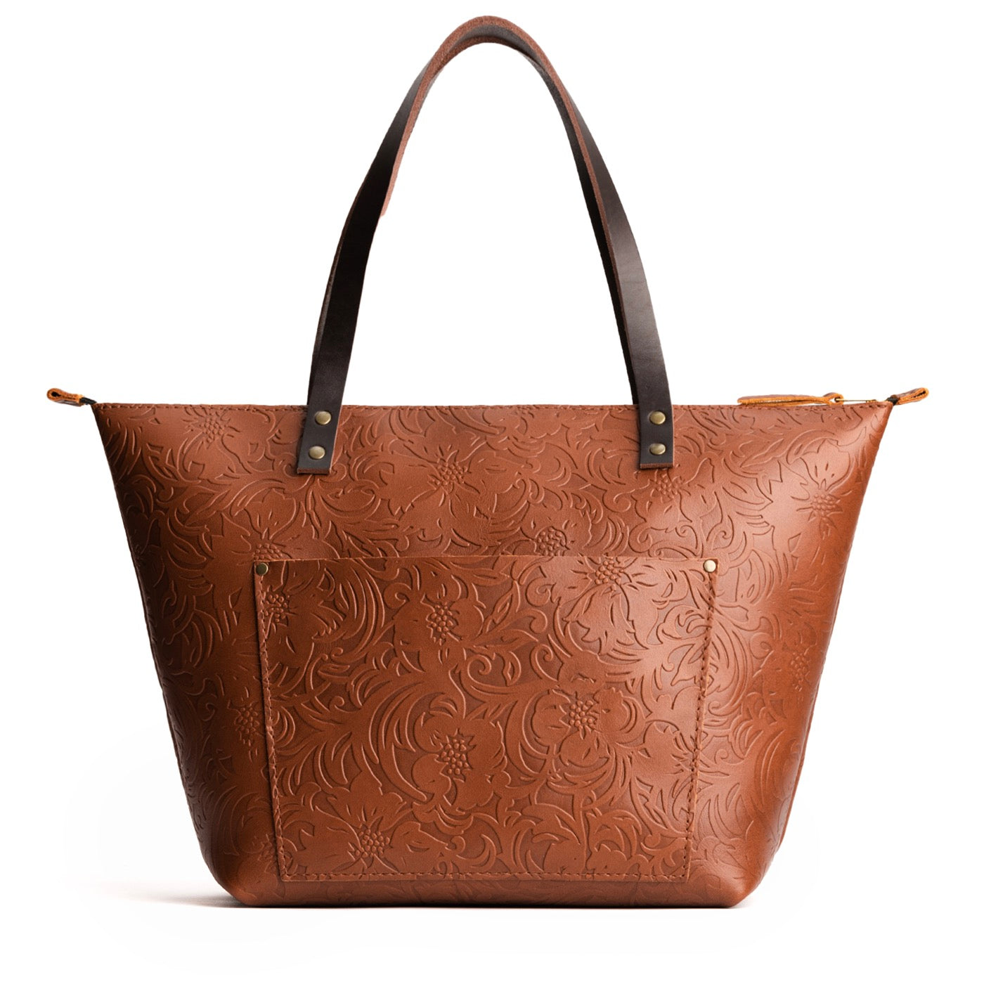 Leather Tote Bag with Exterior Pockets & Key Loop | Classic & Zipper Options