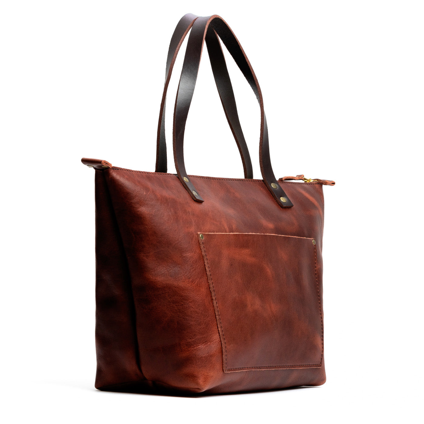 Leather Tote Bag with Exterior Pockets & Key Loop | Classic & Zipper Options