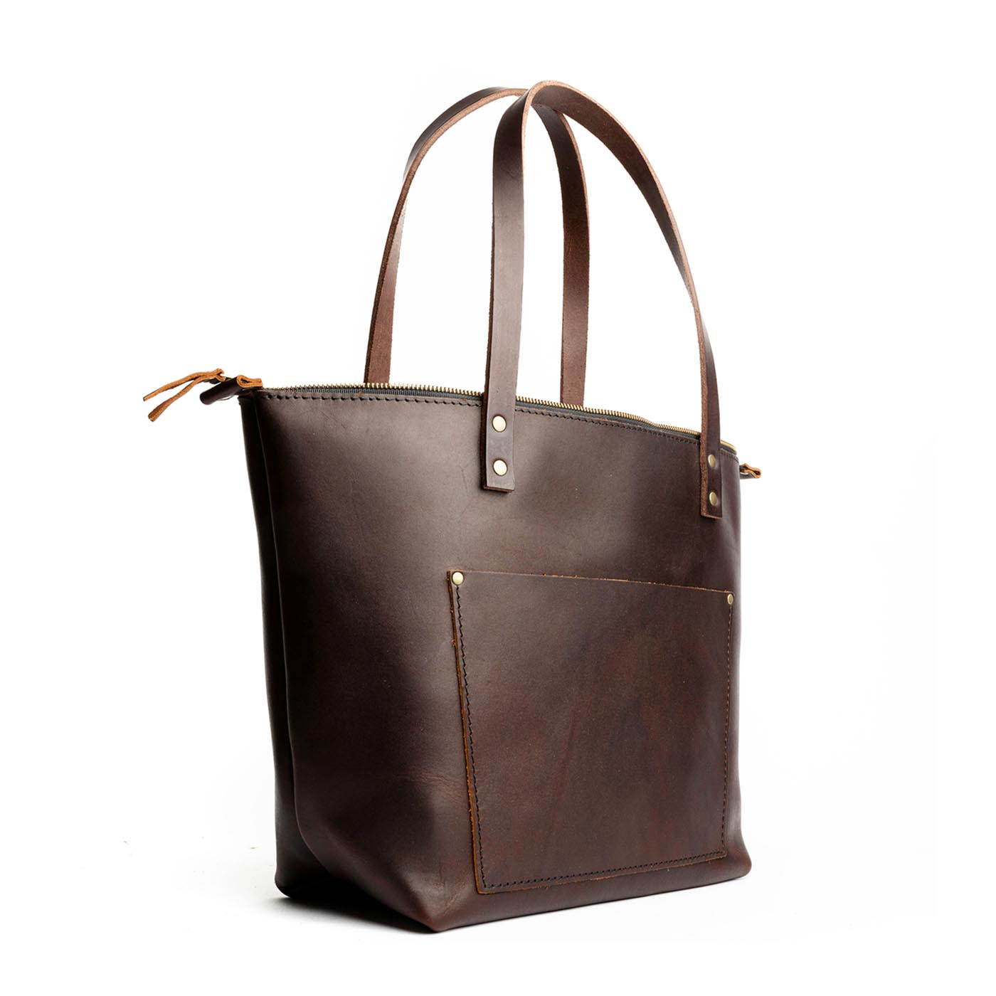 Leather Tote Bag with Exterior Pockets & Key Loop | Classic & Zipper Options