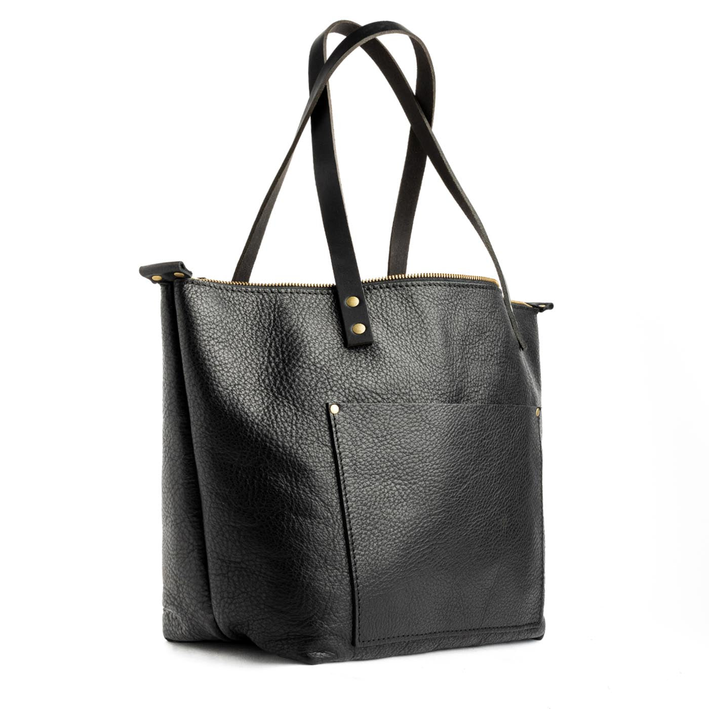 Leather Tote Bag with Exterior Pockets & Key Loop | Classic & Zipper Options