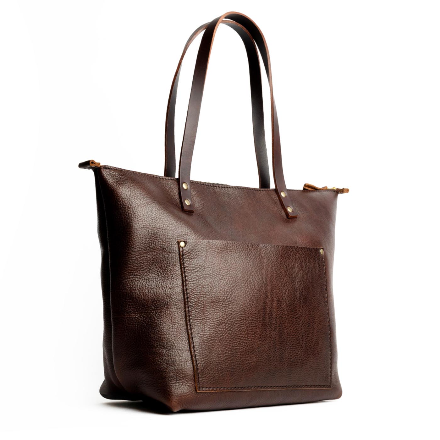Leather Tote Bag with Exterior Pockets & Key Loop | Classic & Zipper Options