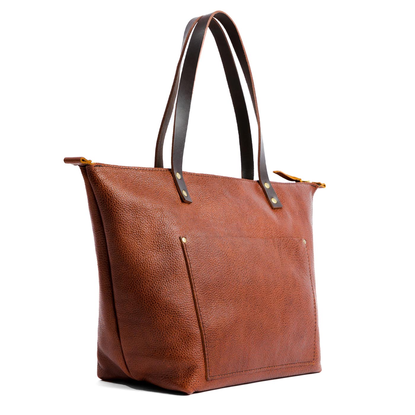 Leather Tote Bag with Exterior Pockets & Key Loop | Classic & Zipper Options
