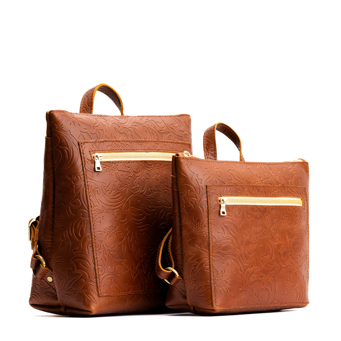 Full Grain Leather Tote Backpack with Zipper Pockets | Adjustable Straps