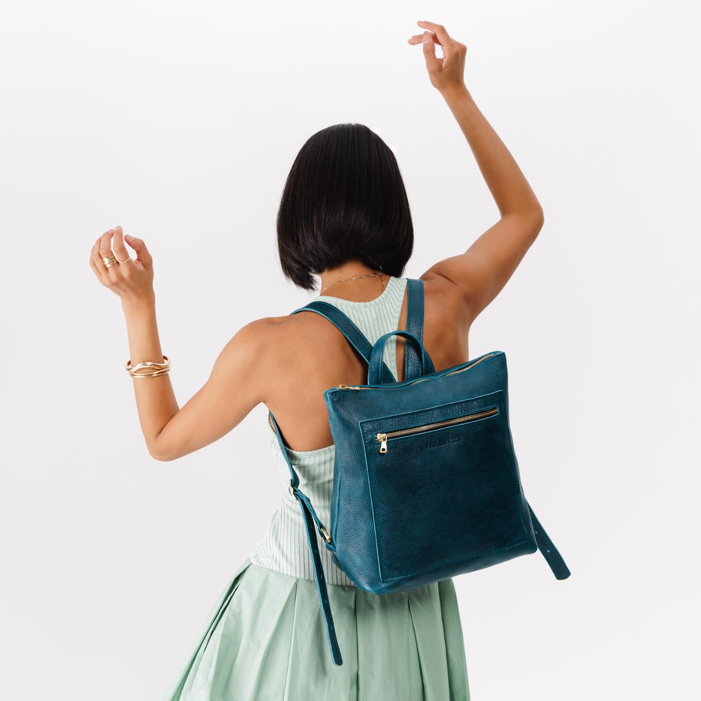 Full Grain Leather Tote Backpack with Zipper Pockets | Adjustable Straps