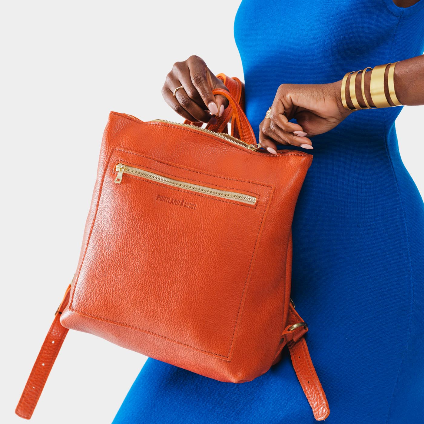 Full Grain Leather Tote Backpack with Zipper Pockets | Adjustable Straps