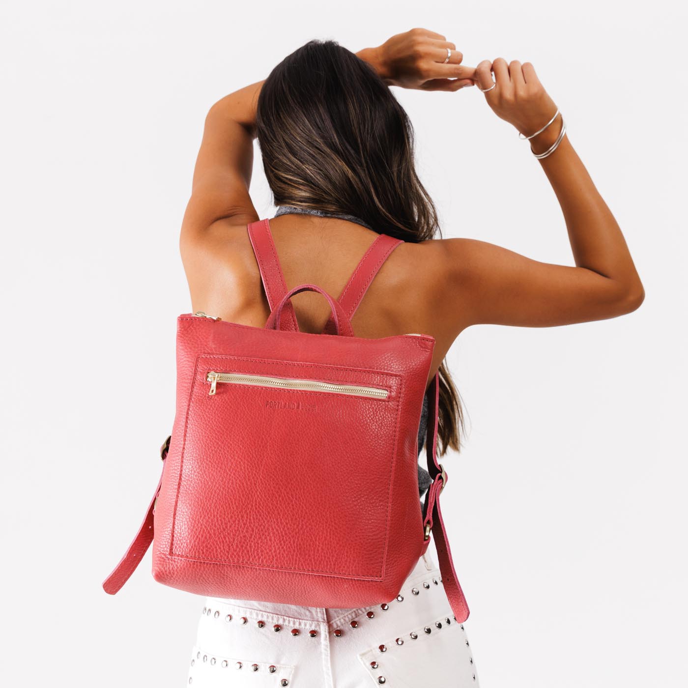 Full Grain Leather Tote Backpack with Zipper Pockets | Adjustable Straps