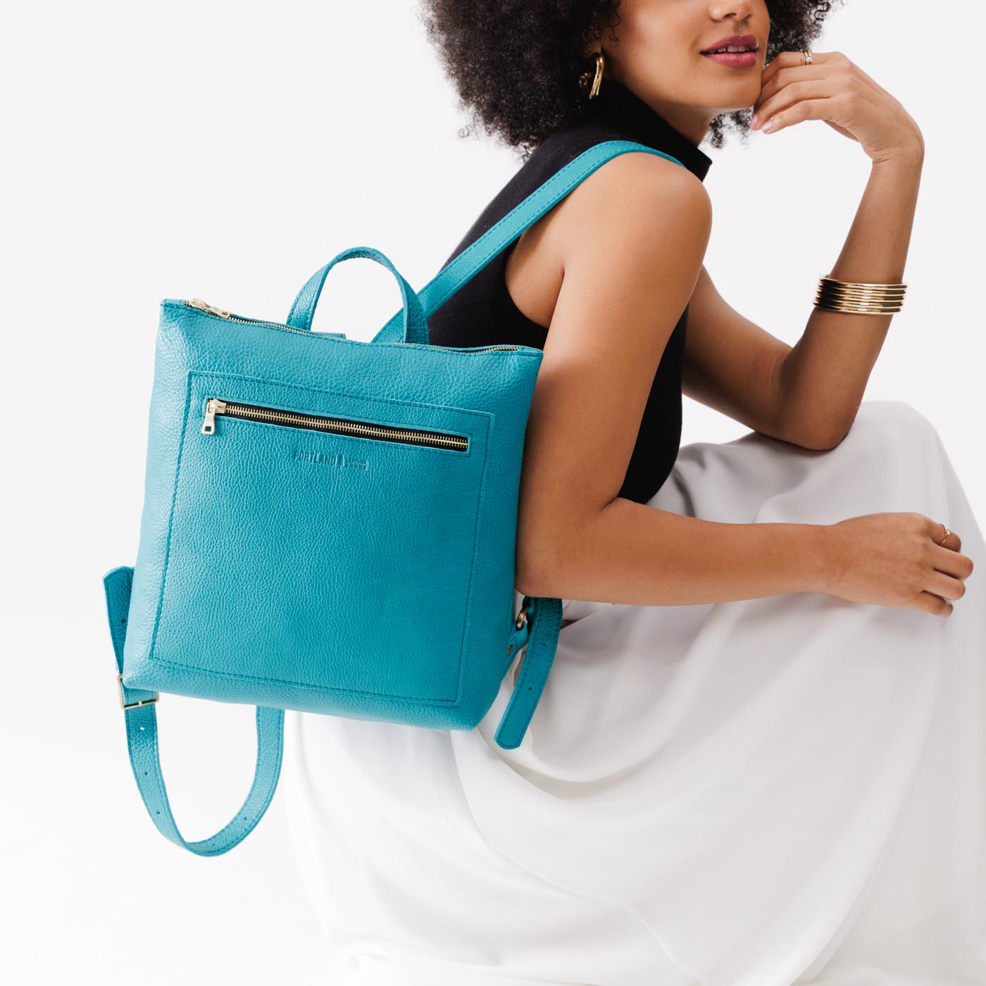 Full Grain Leather Tote Backpack with Zipper Pockets | Adjustable Straps