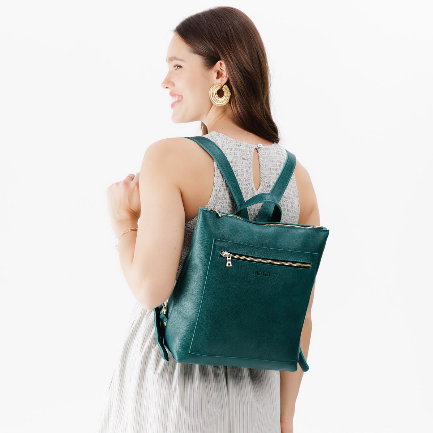 Full Grain Leather Tote Backpack with Zipper Pockets | Adjustable Straps