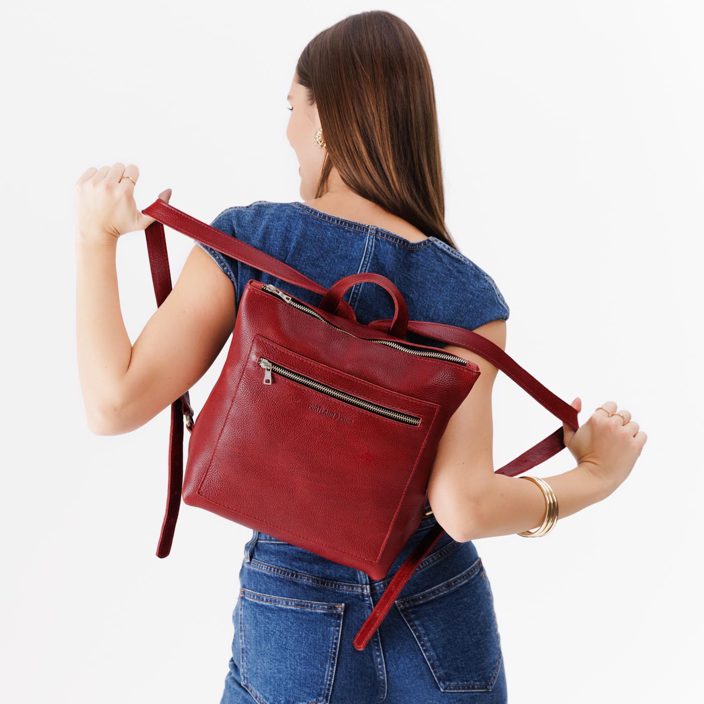 Full Grain Leather Tote Backpack with Zipper Pockets | Adjustable Straps
