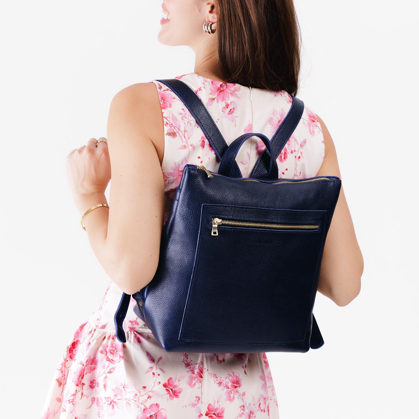 Full Grain Leather Tote Backpack with Zipper Pockets | Adjustable Straps