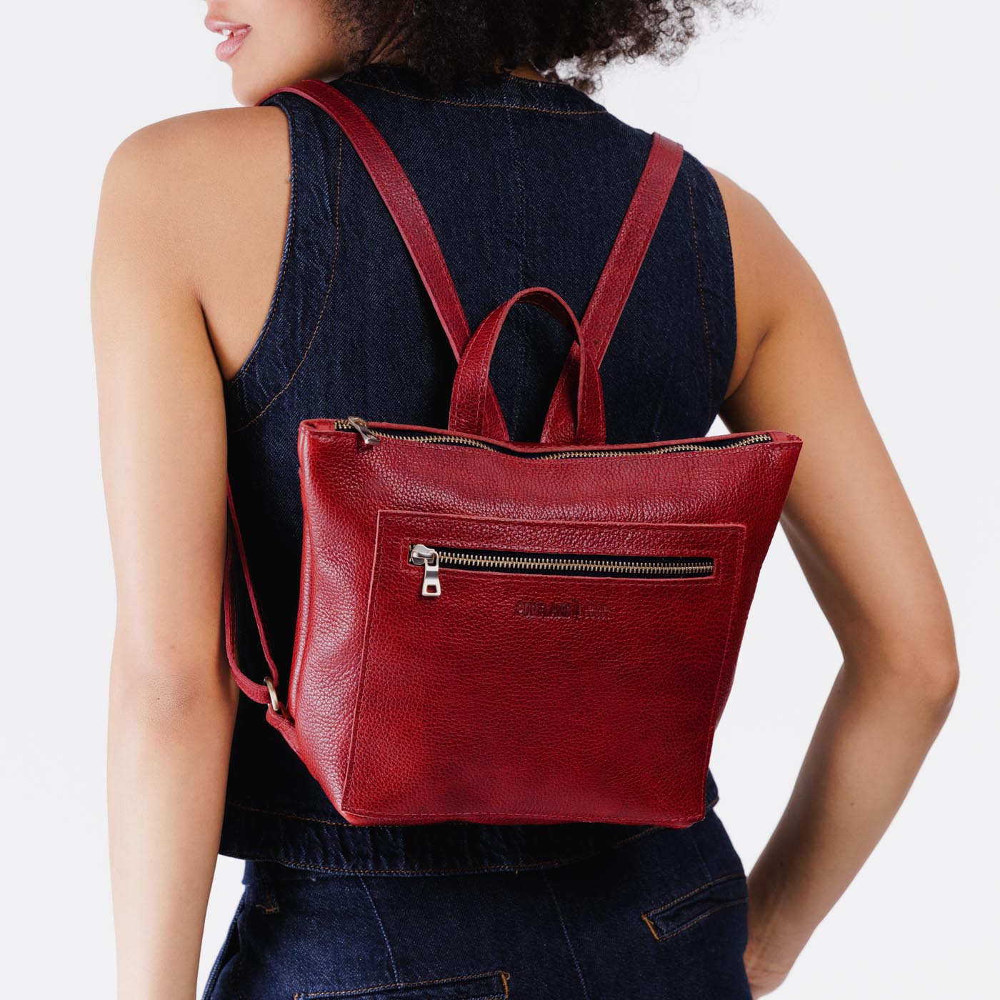 Full Grain Leather Tote Backpack with Zipper Pockets | Adjustable Straps