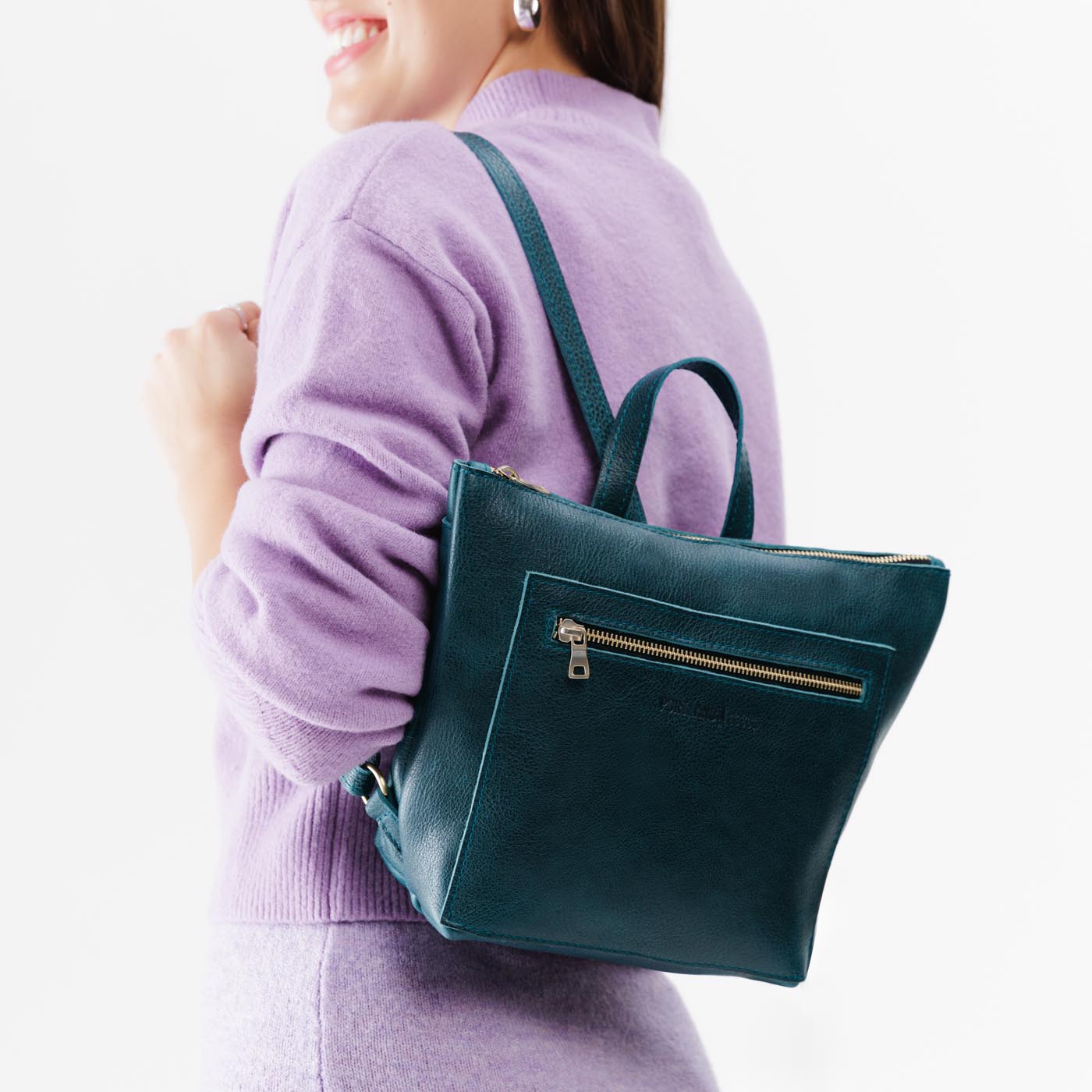 Full Grain Leather Tote Backpack with Zipper Pockets | Adjustable Straps