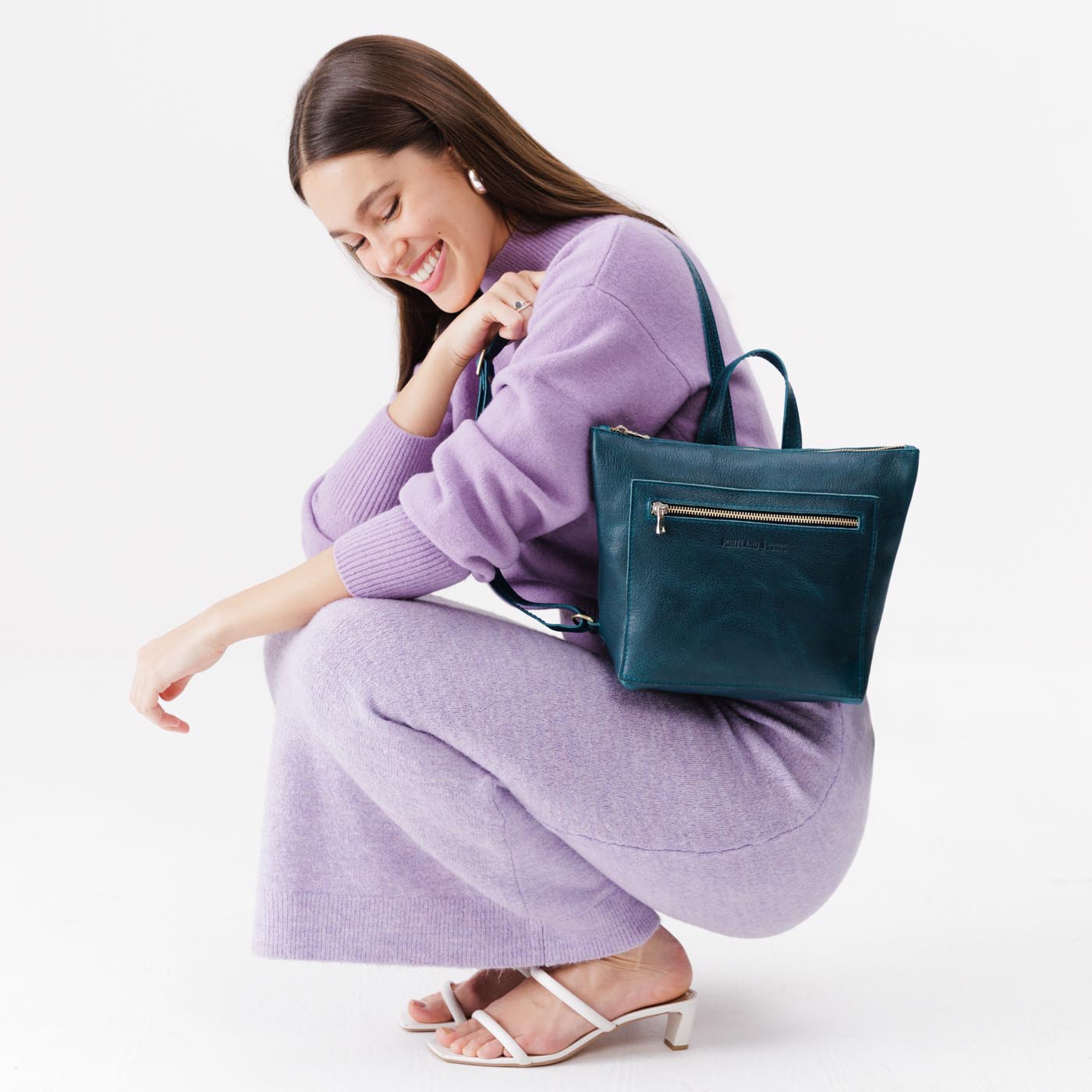 Full Grain Leather Tote Backpack with Zipper Pockets | Adjustable Straps