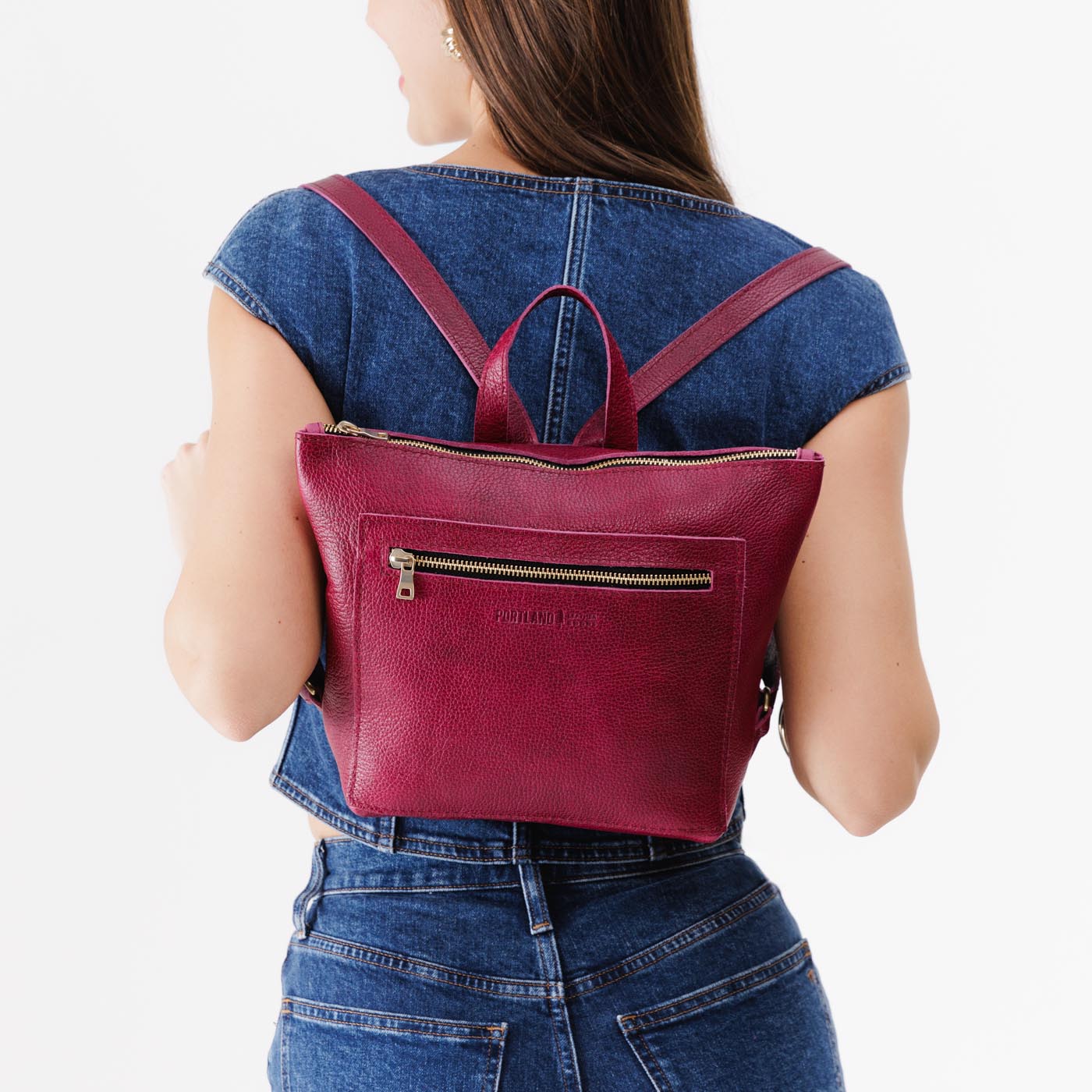 Full Grain Leather Tote Backpack with Zipper Pockets | Adjustable Straps