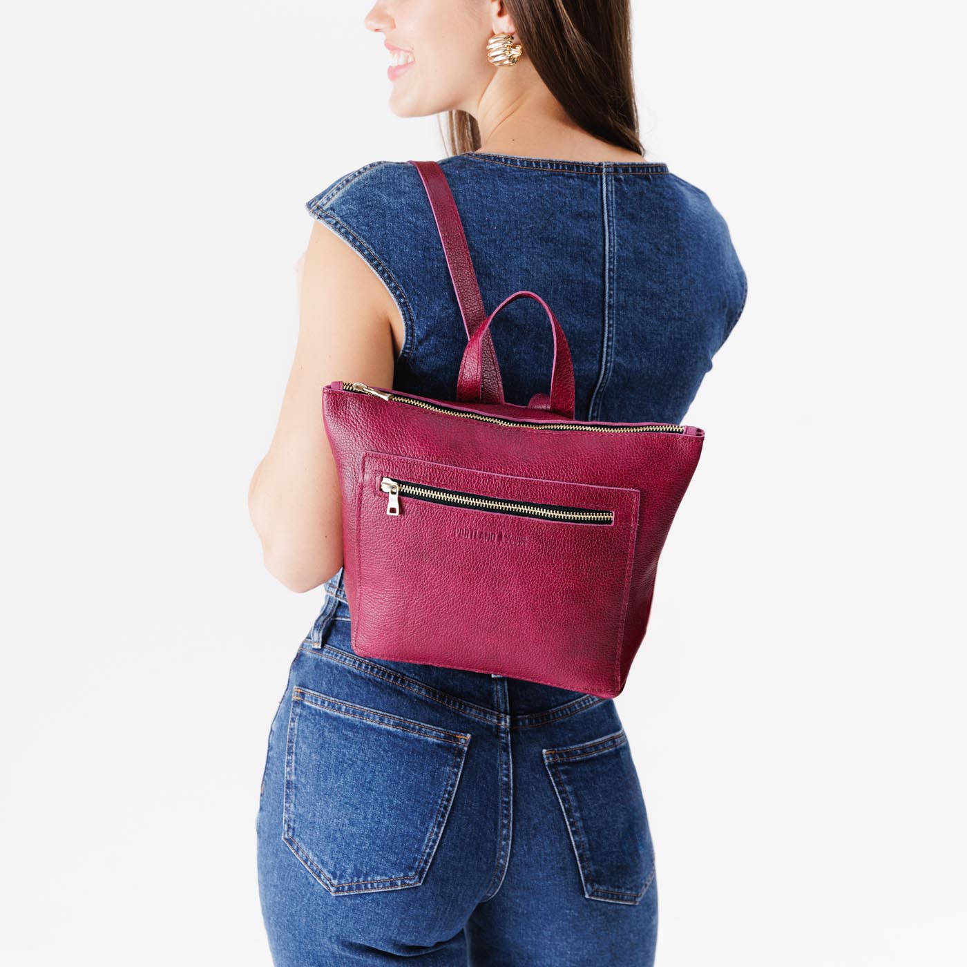 Full Grain Leather Tote Backpack with Zipper Pockets | Adjustable Straps