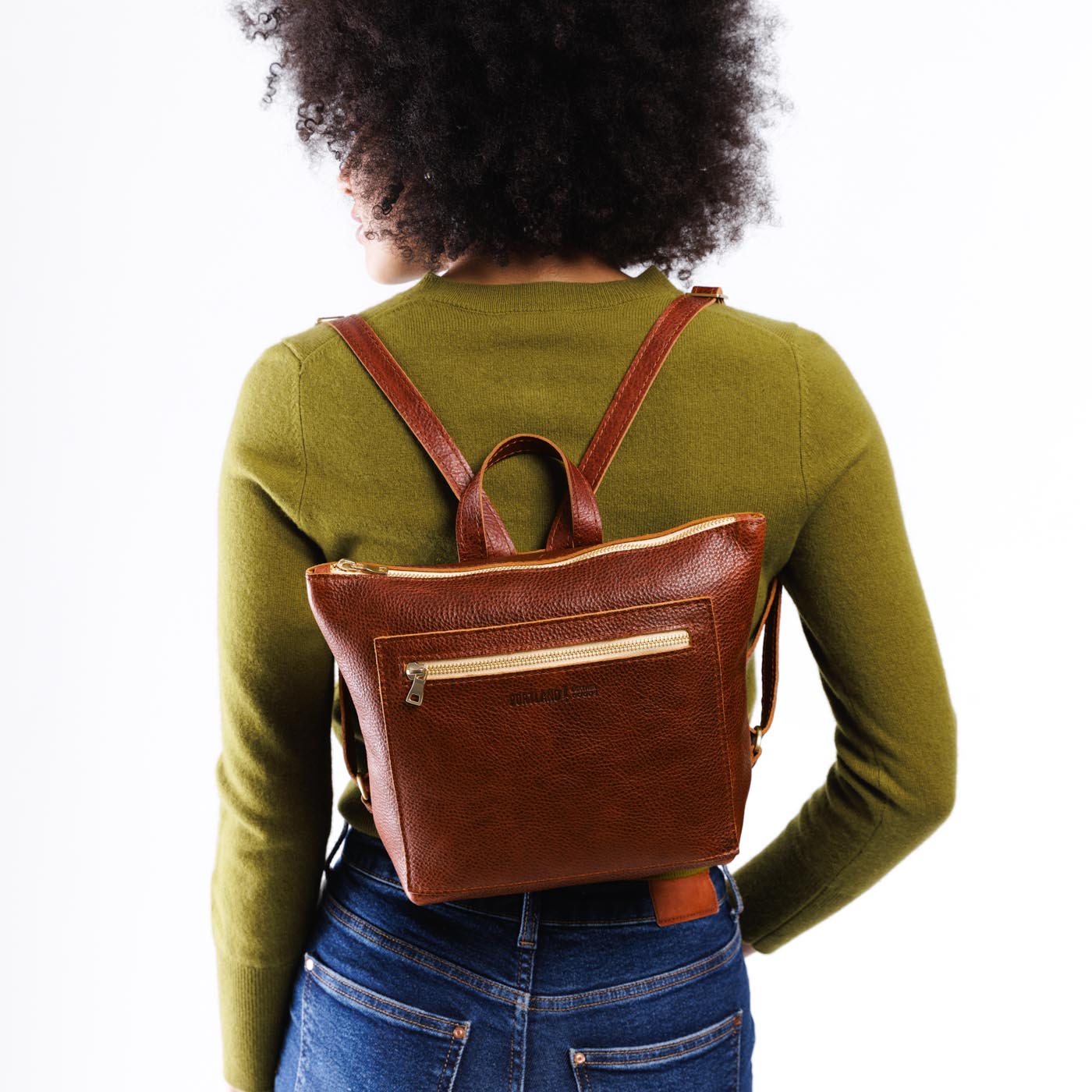 Full Grain Leather Tote Backpack with Zipper Pockets | Adjustable Straps