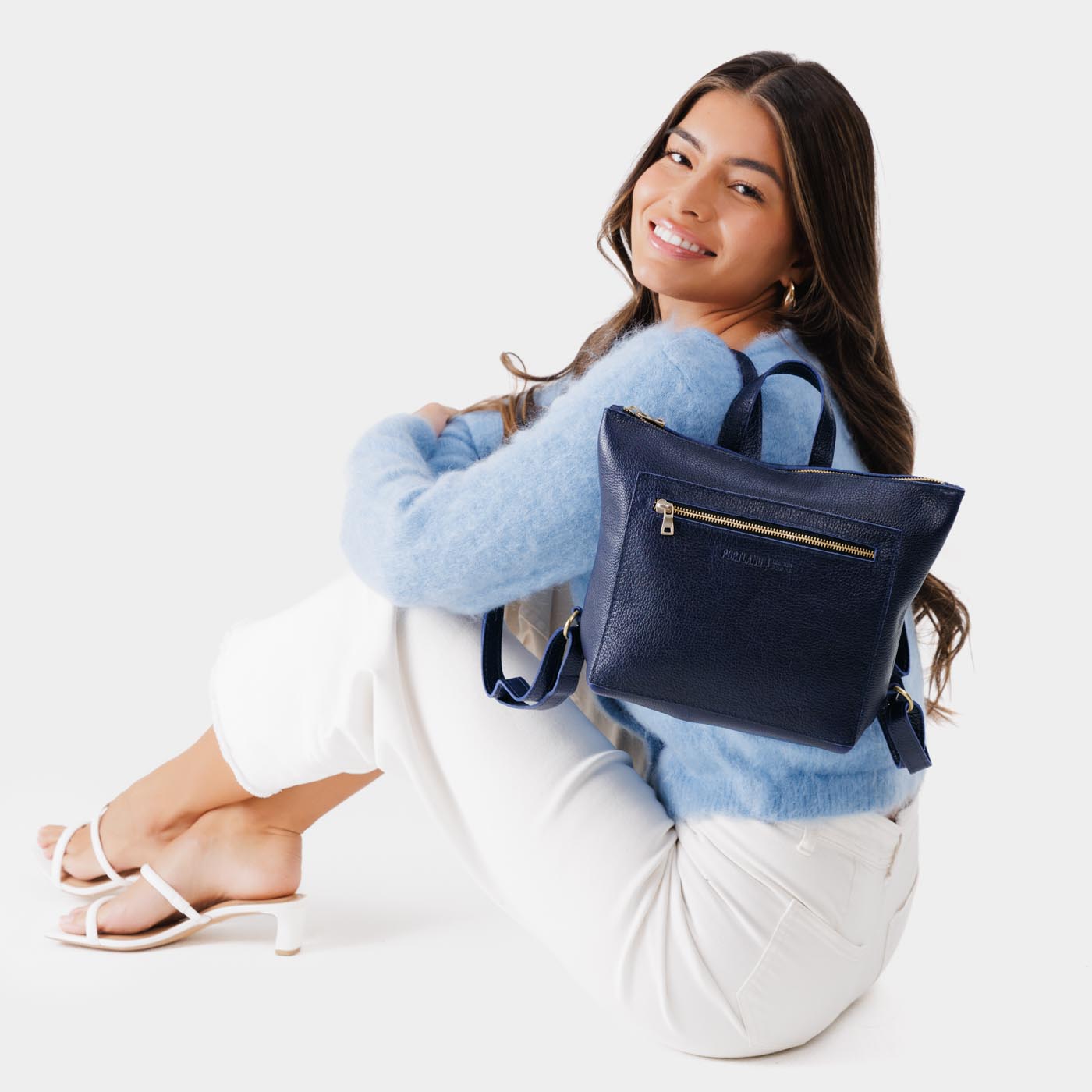 Full Grain Leather Tote Backpack with Zipper Pockets | Adjustable Straps