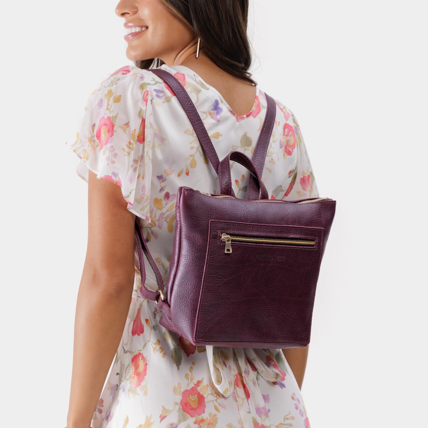 Full Grain Leather Tote Backpack with Zipper Pockets | Adjustable Straps