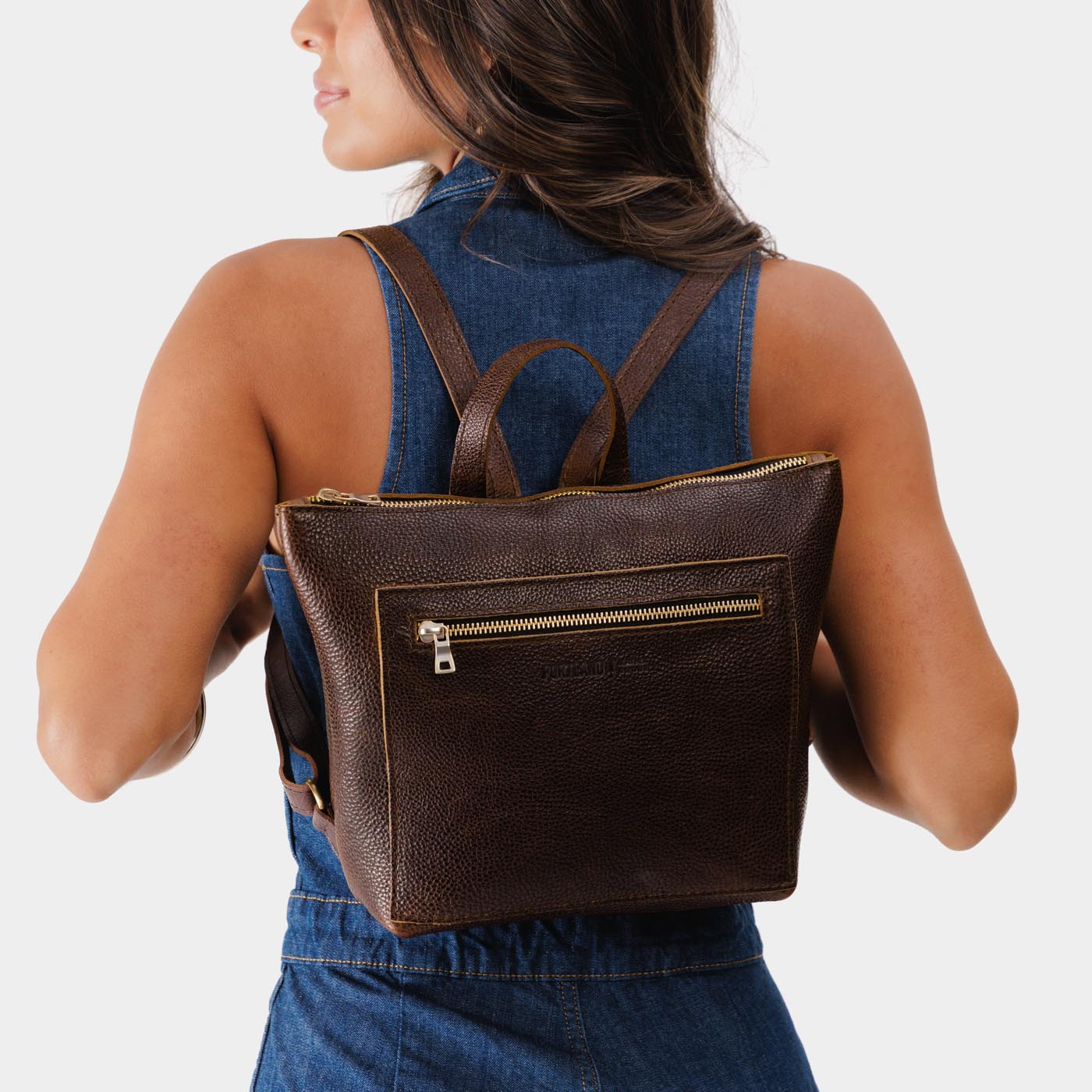 Full Grain Leather Tote Backpack with Zipper Pockets | Adjustable Straps