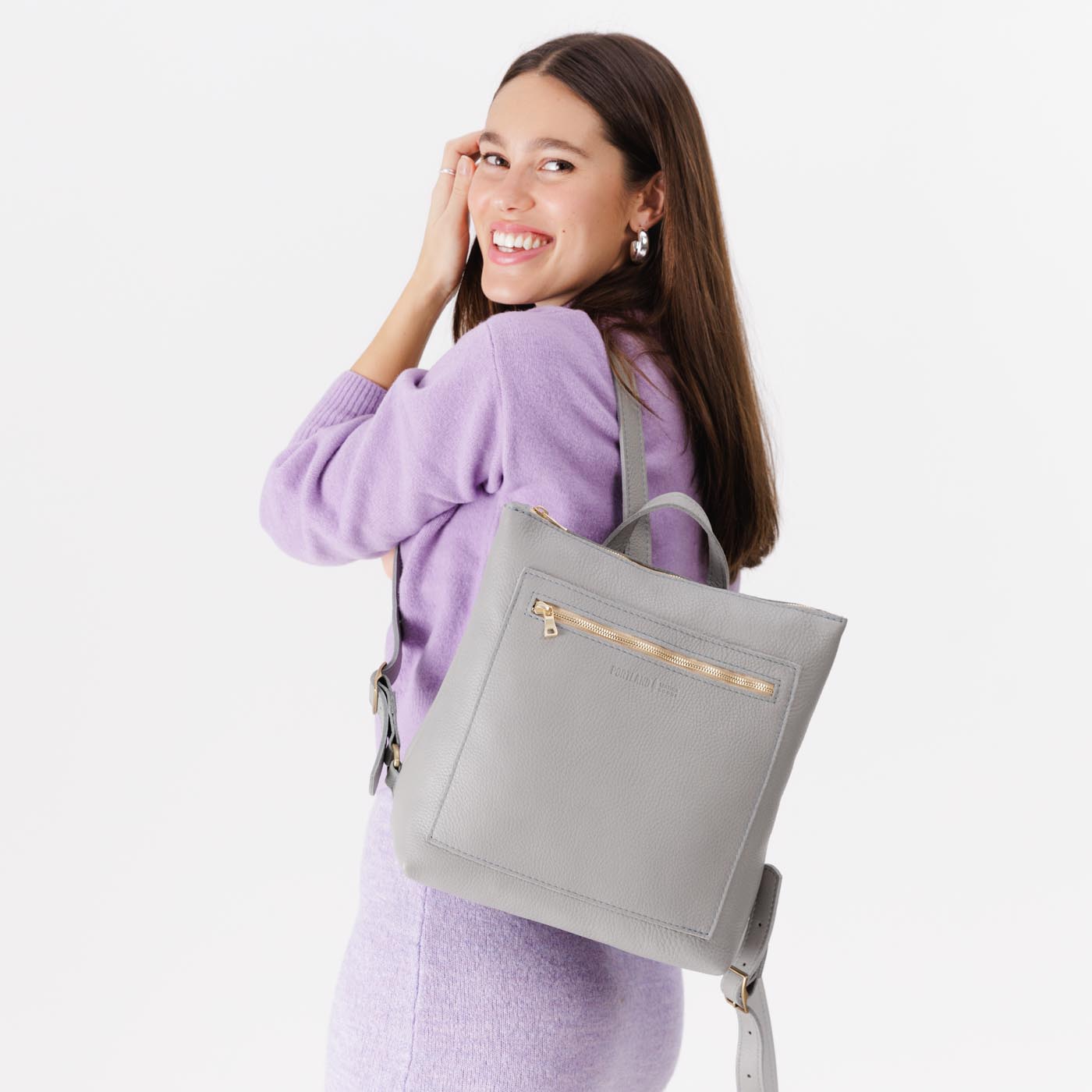Full Grain Leather Tote Backpack with Zipper Pockets | Adjustable Straps