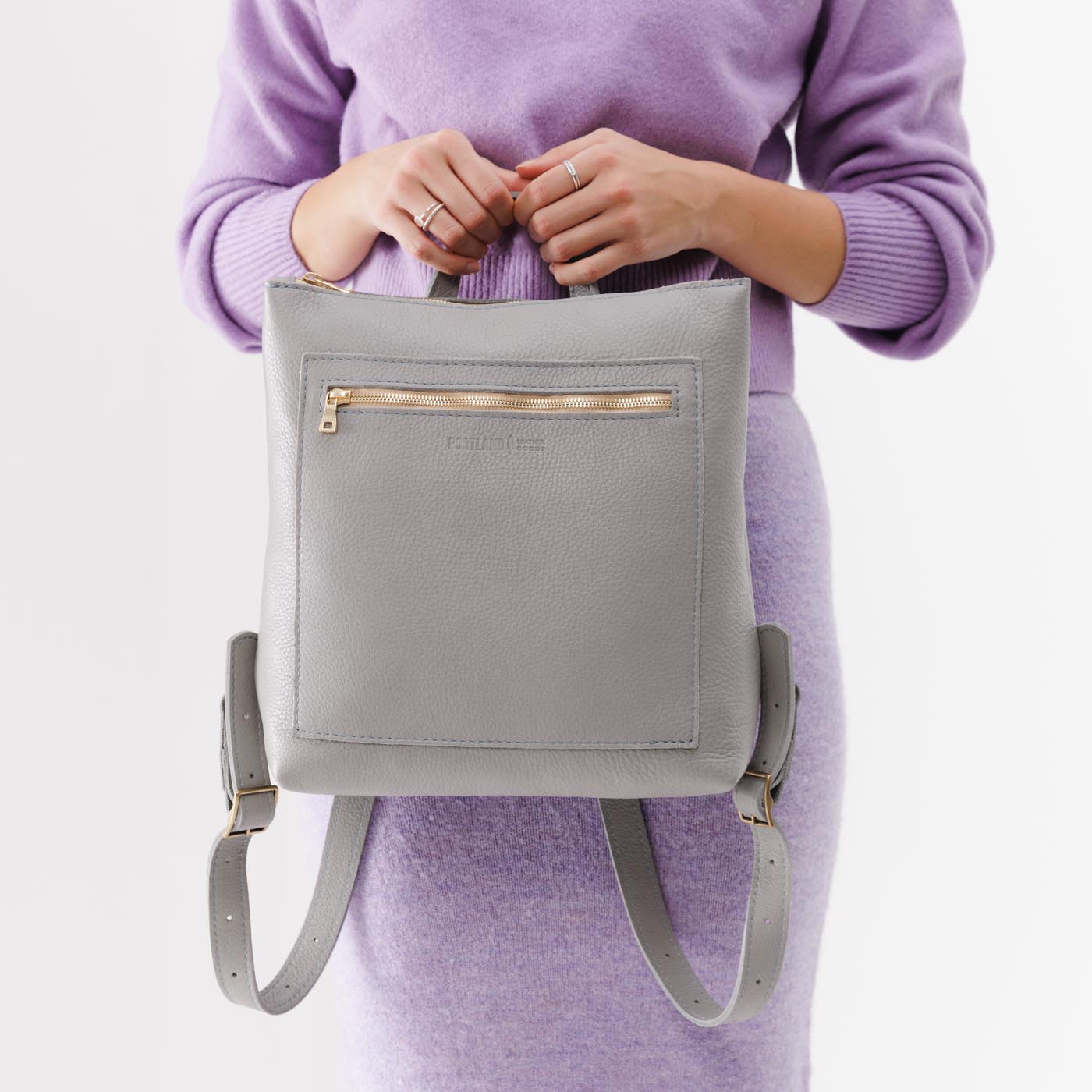 Full Grain Leather Tote Backpack with Zipper Pockets | Adjustable Straps