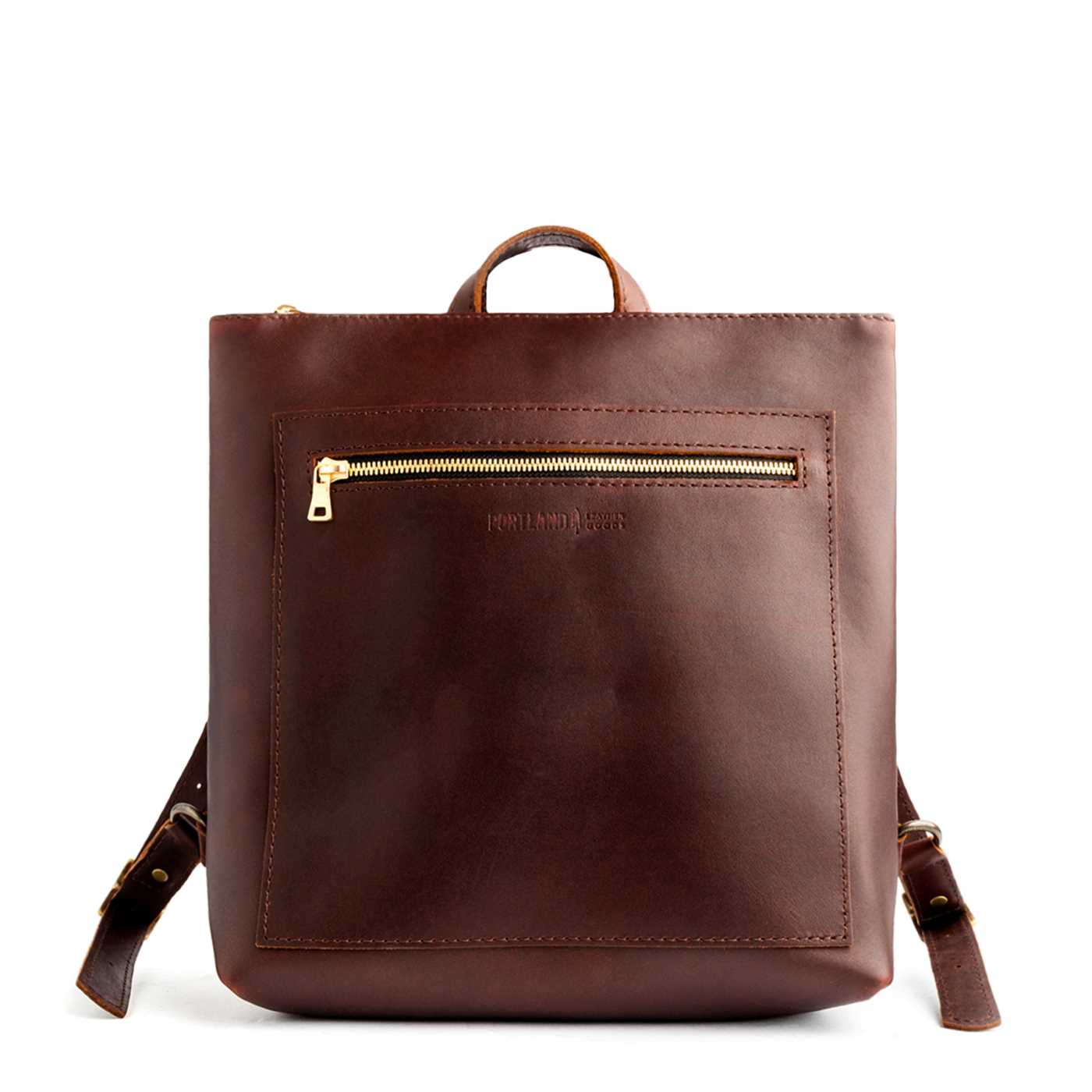 Full Grain Leather Tote Backpack with Zipper Pockets | Adjustable Straps