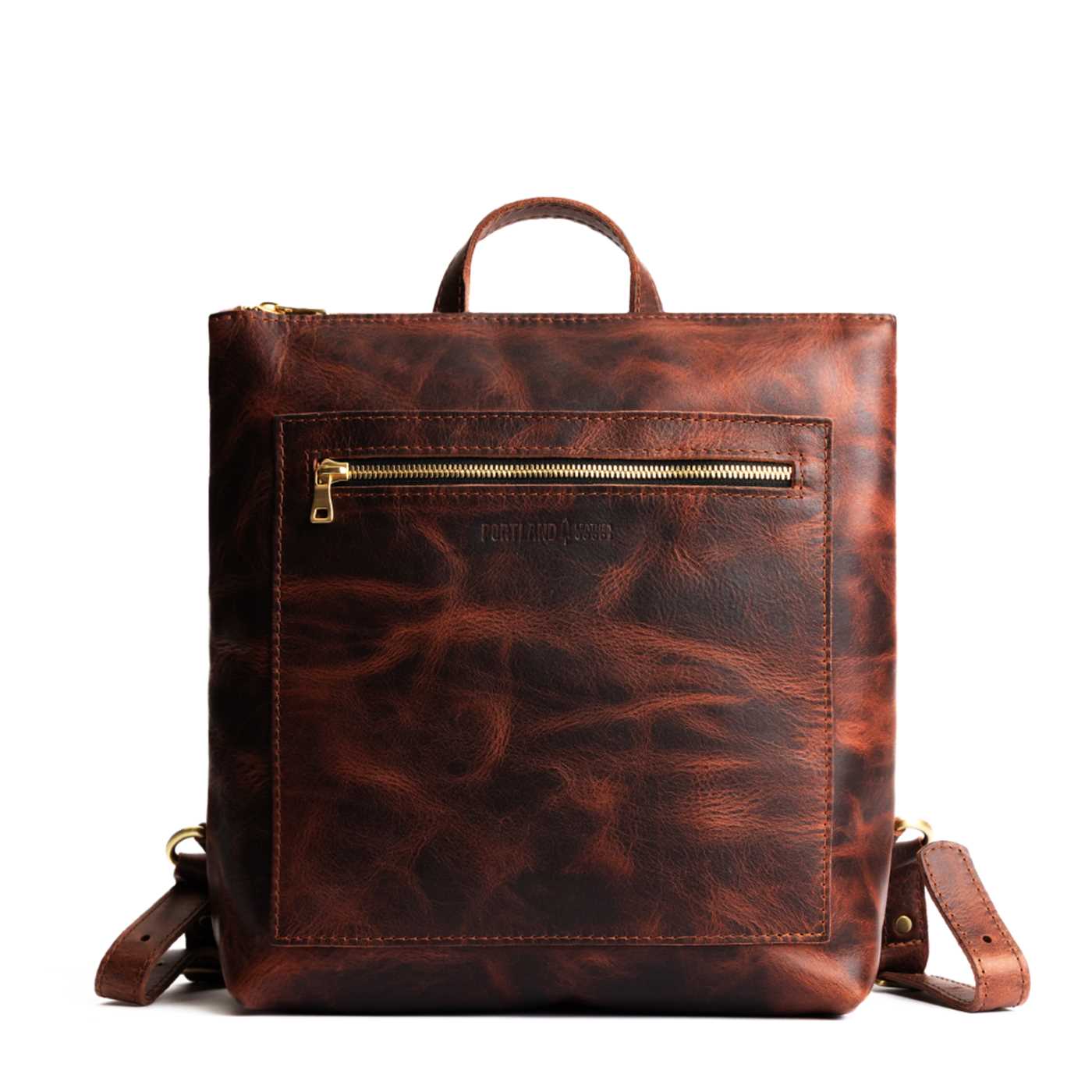Full Grain Leather Tote Backpack with Zipper Pockets | Adjustable Straps