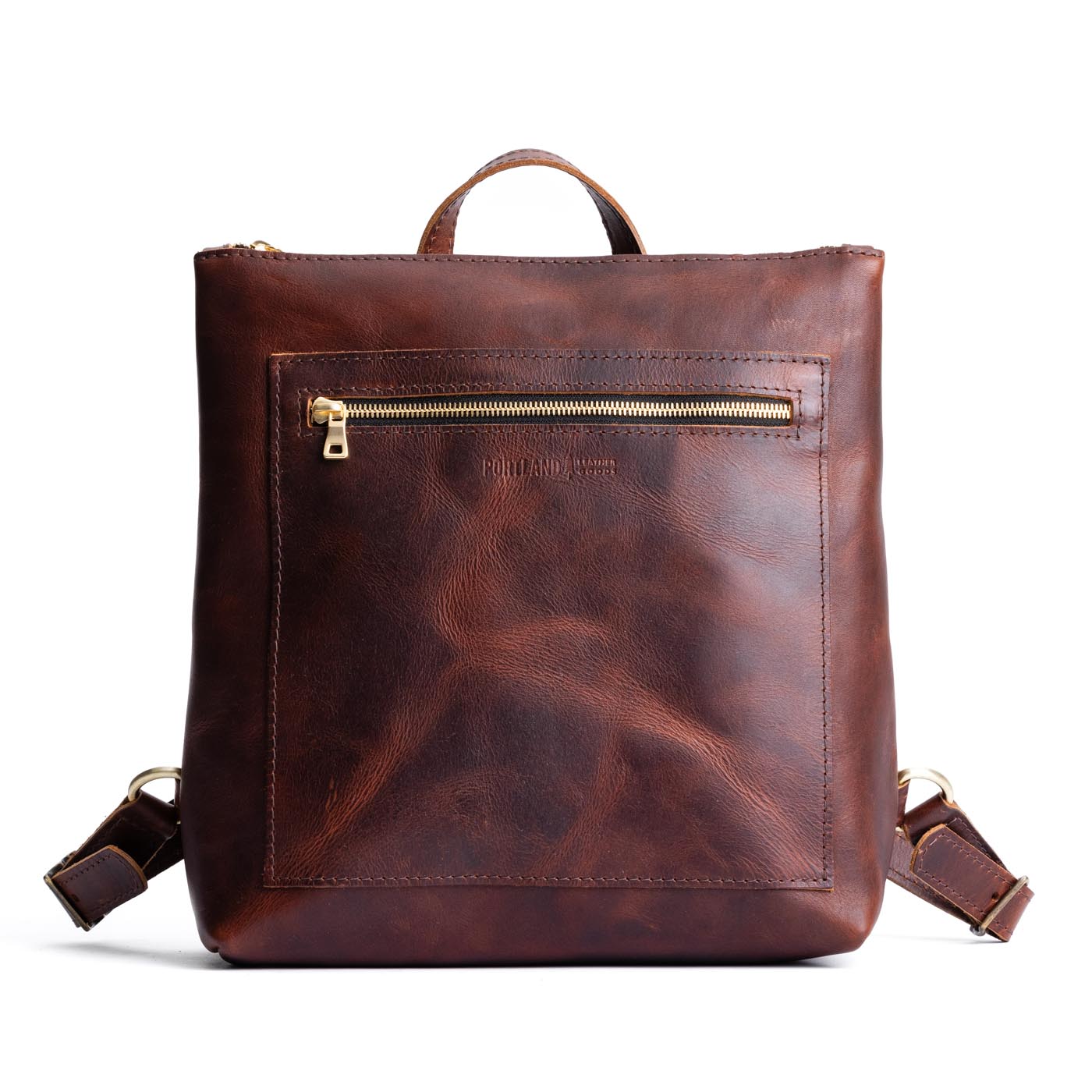 Full Grain Leather Tote Backpack with Zipper Pockets | Adjustable Straps