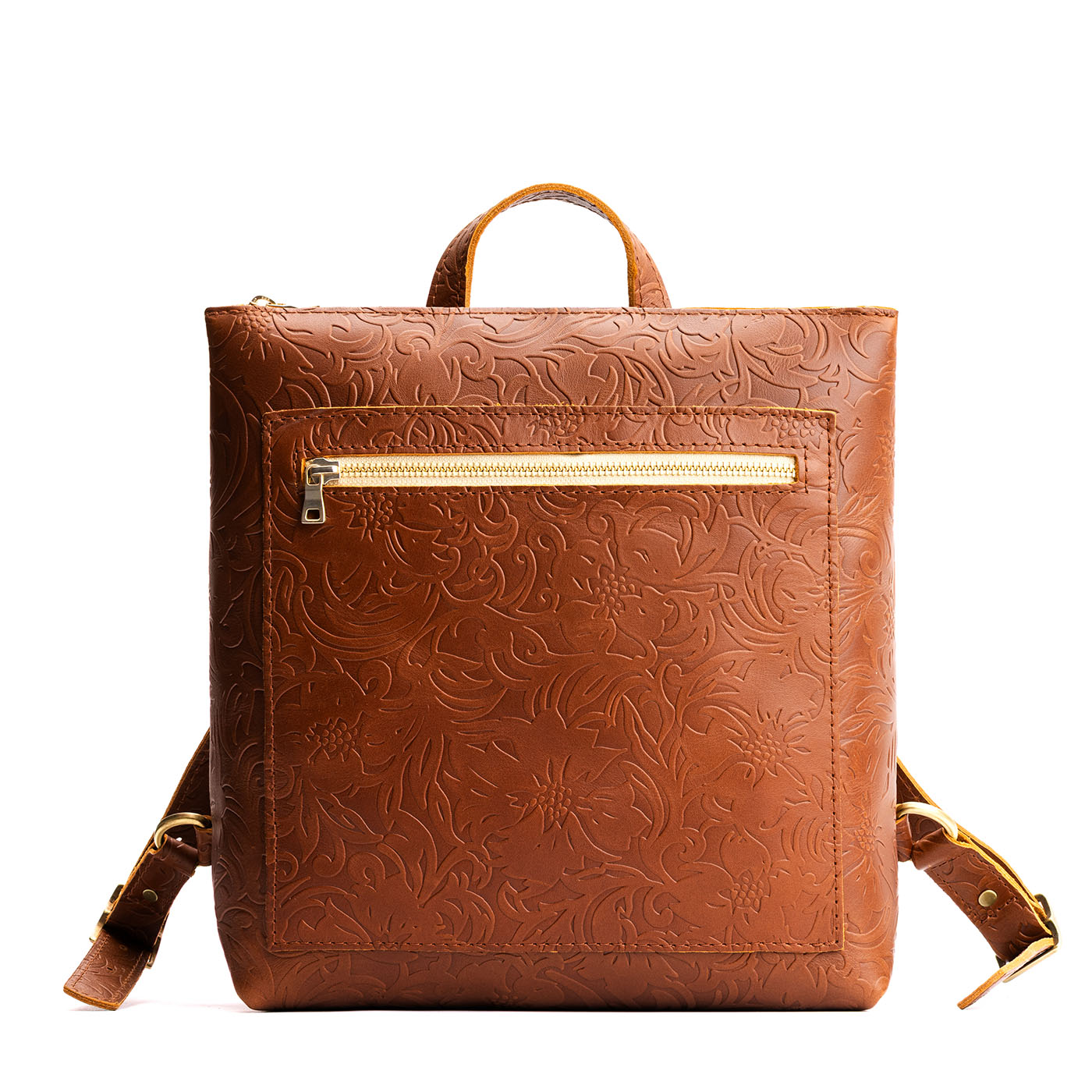 Full Grain Leather Tote Backpack with Zipper Pockets | Adjustable Straps